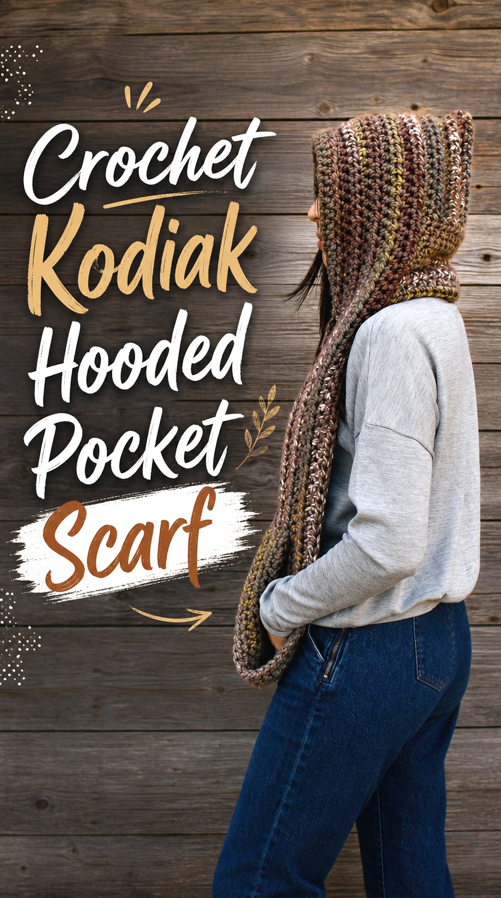Crochet Kodiak Hooded Pocket Scarf
