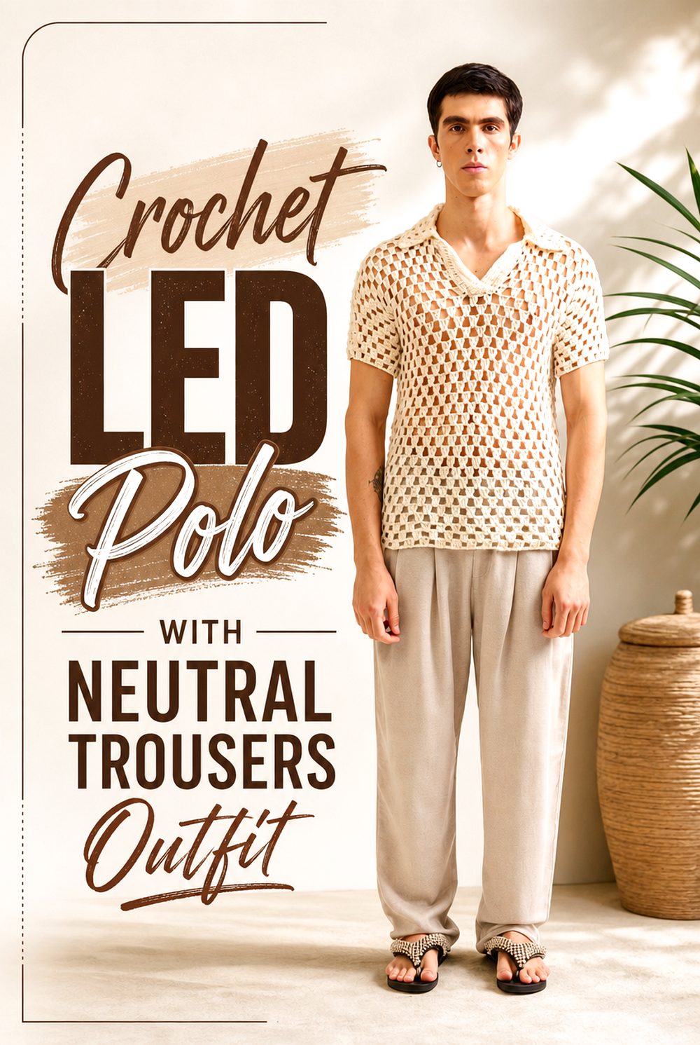 Crochet LED Polo with Neutral Trousers Outfit