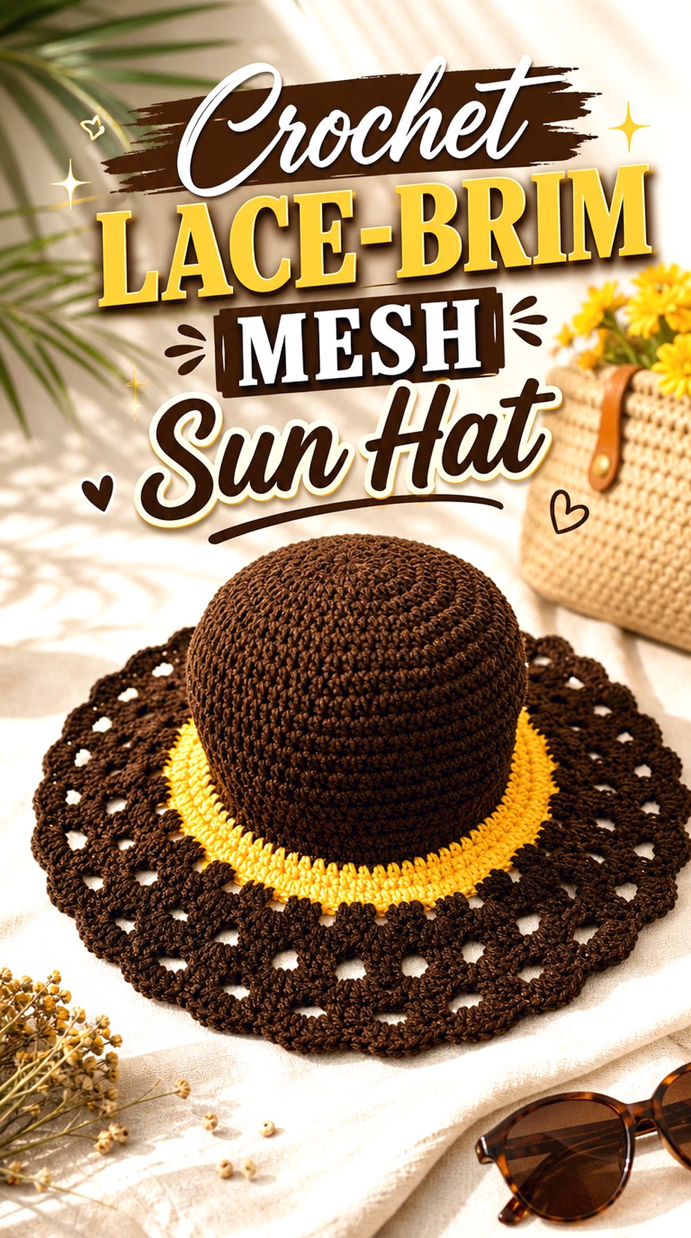 Crochet Lace Brim Mesh Sun Hat