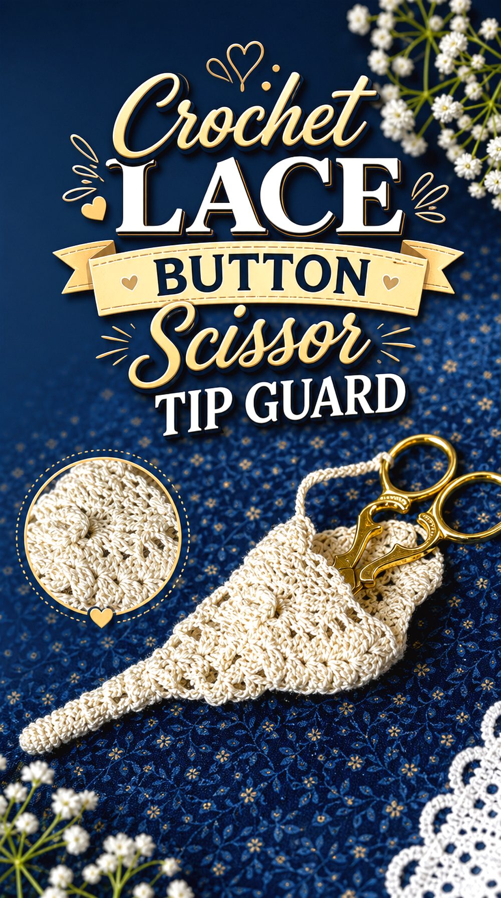 Crochet Lace Button Scissor Tip Guard