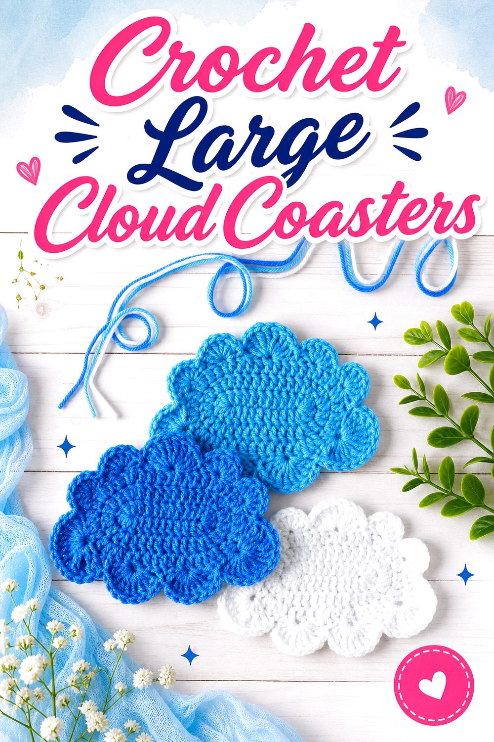 Crochet Large Cloud Coasters
