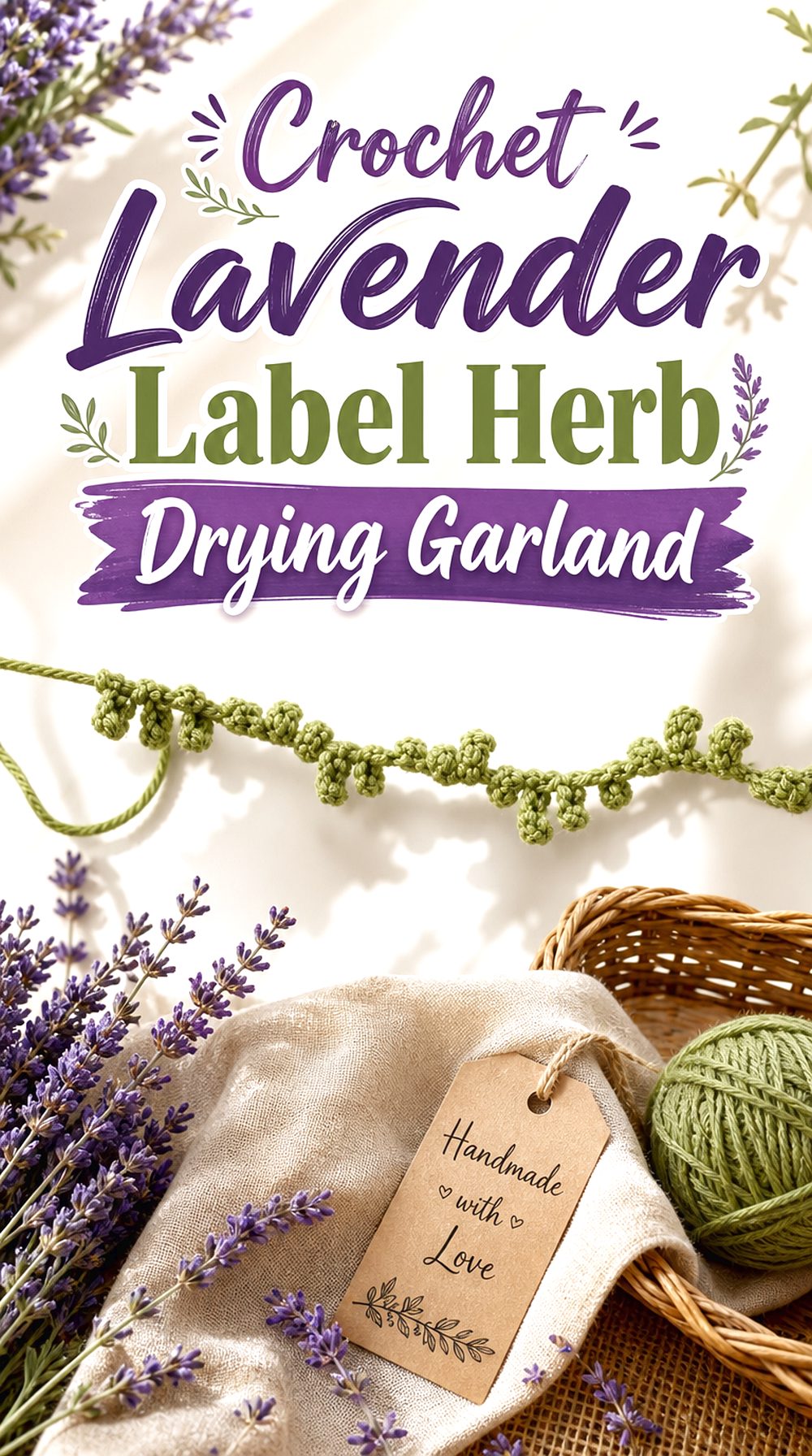 Crochet Lavender Label Herb Drying Garland