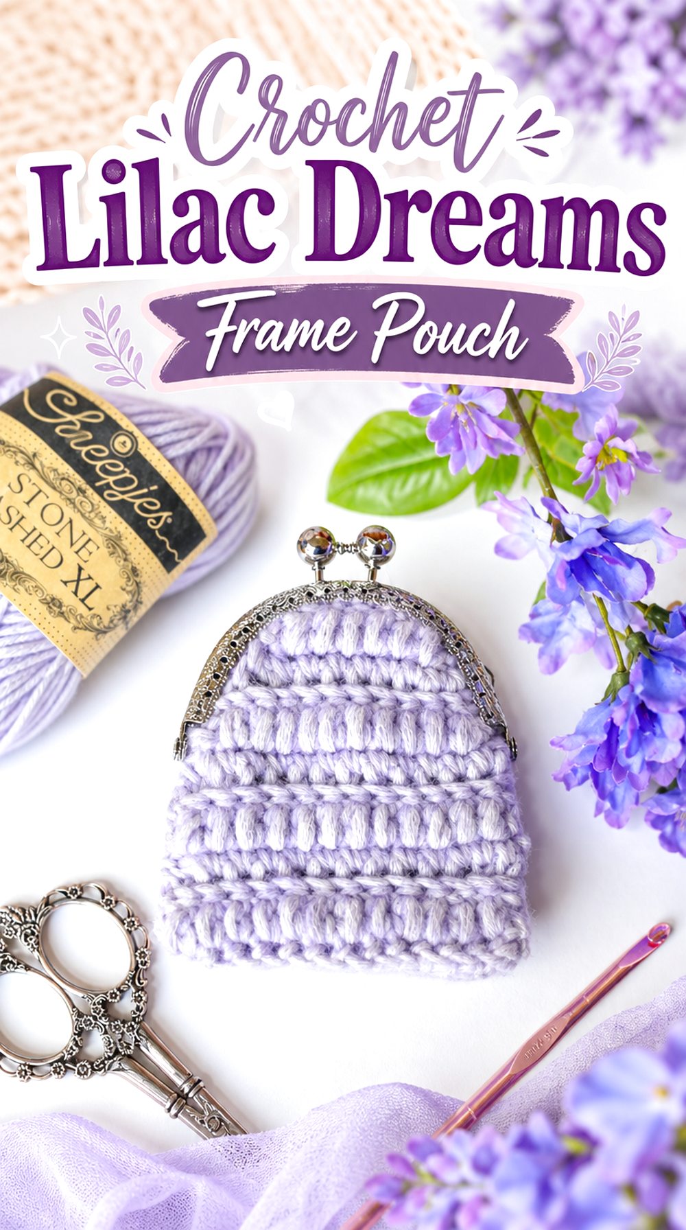 Crochet Lilac Dreams Frame Pouch