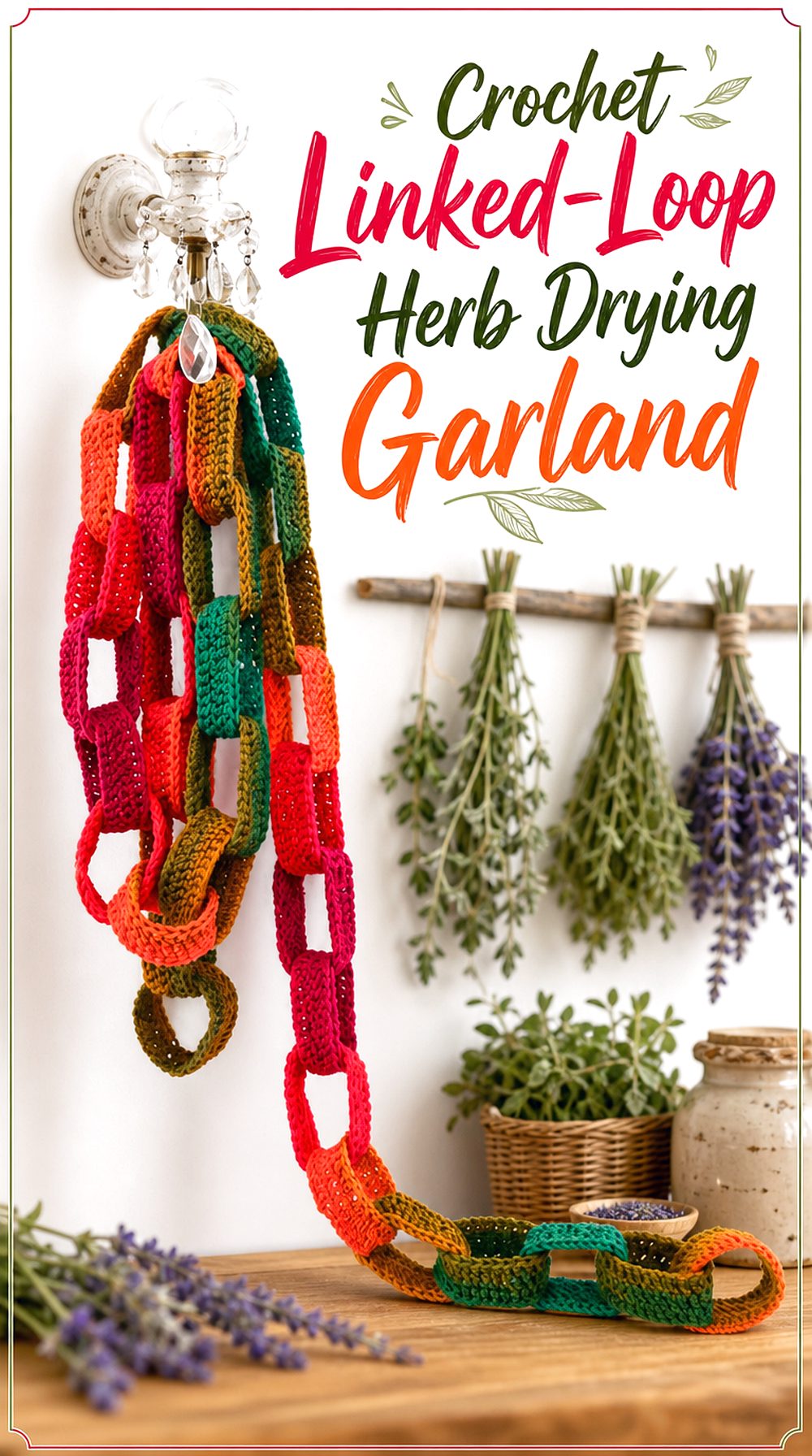Crochet Linked Loop Herb Drying Garland