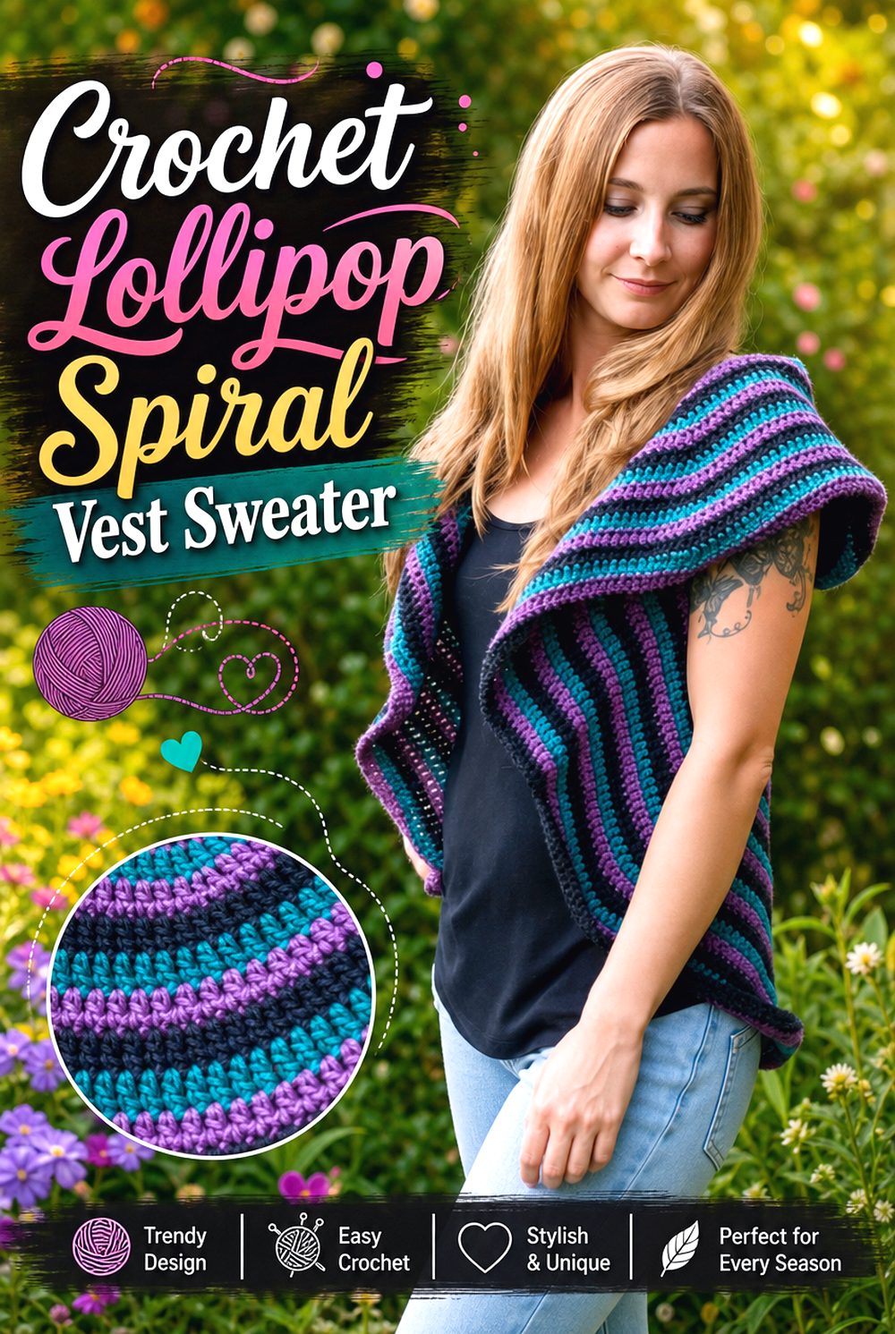 Crochet Lollipop Spiral Vest Sweater