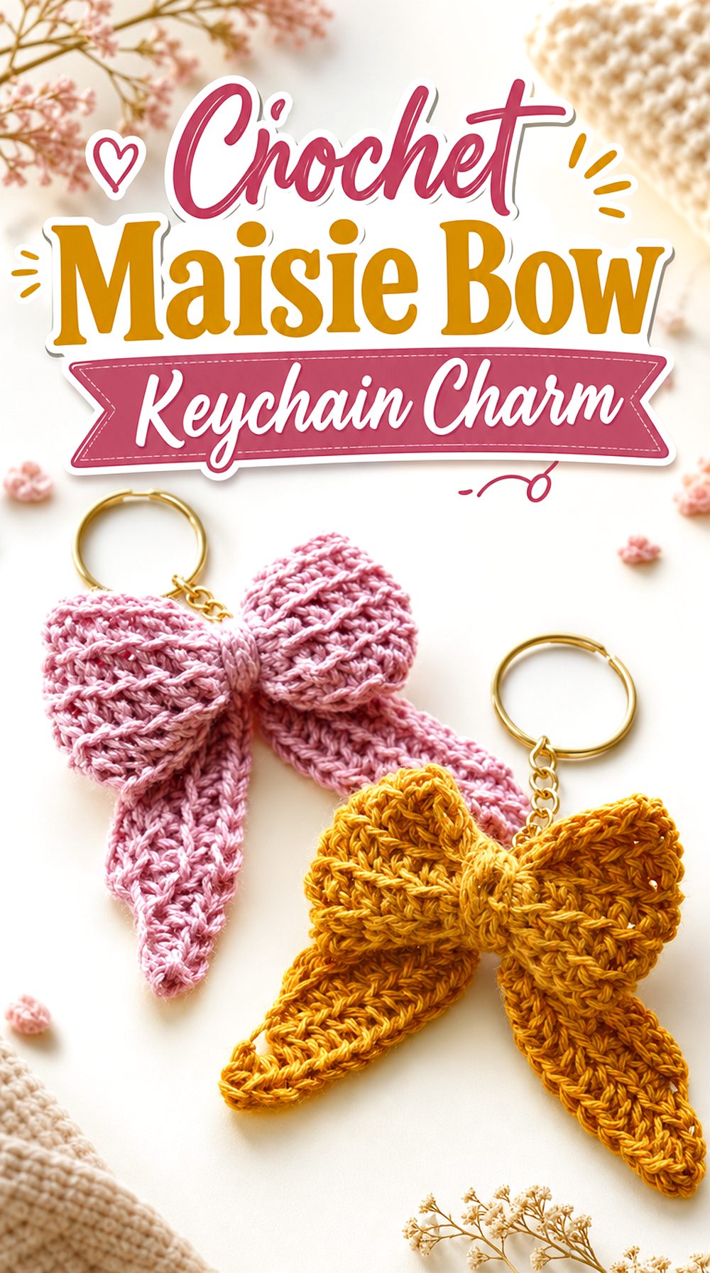 Crochet Maisie Bow Keychain Charm
