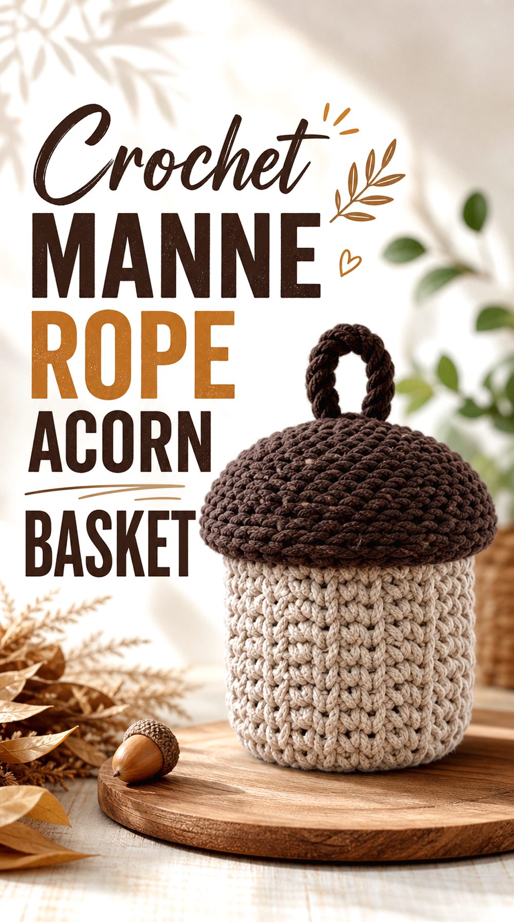 Crochet Manne Rope Acorn Basket