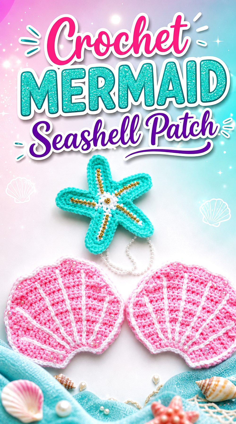 Crochet Mermaid Seashell Patch