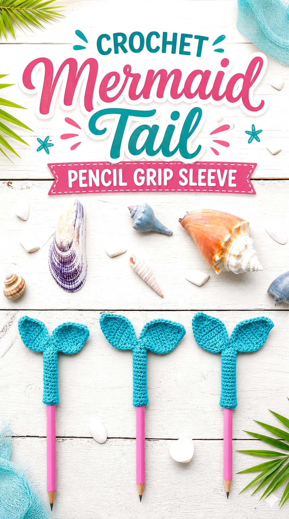 Crochet Mermaid Tail Pencil Grip Sleeve