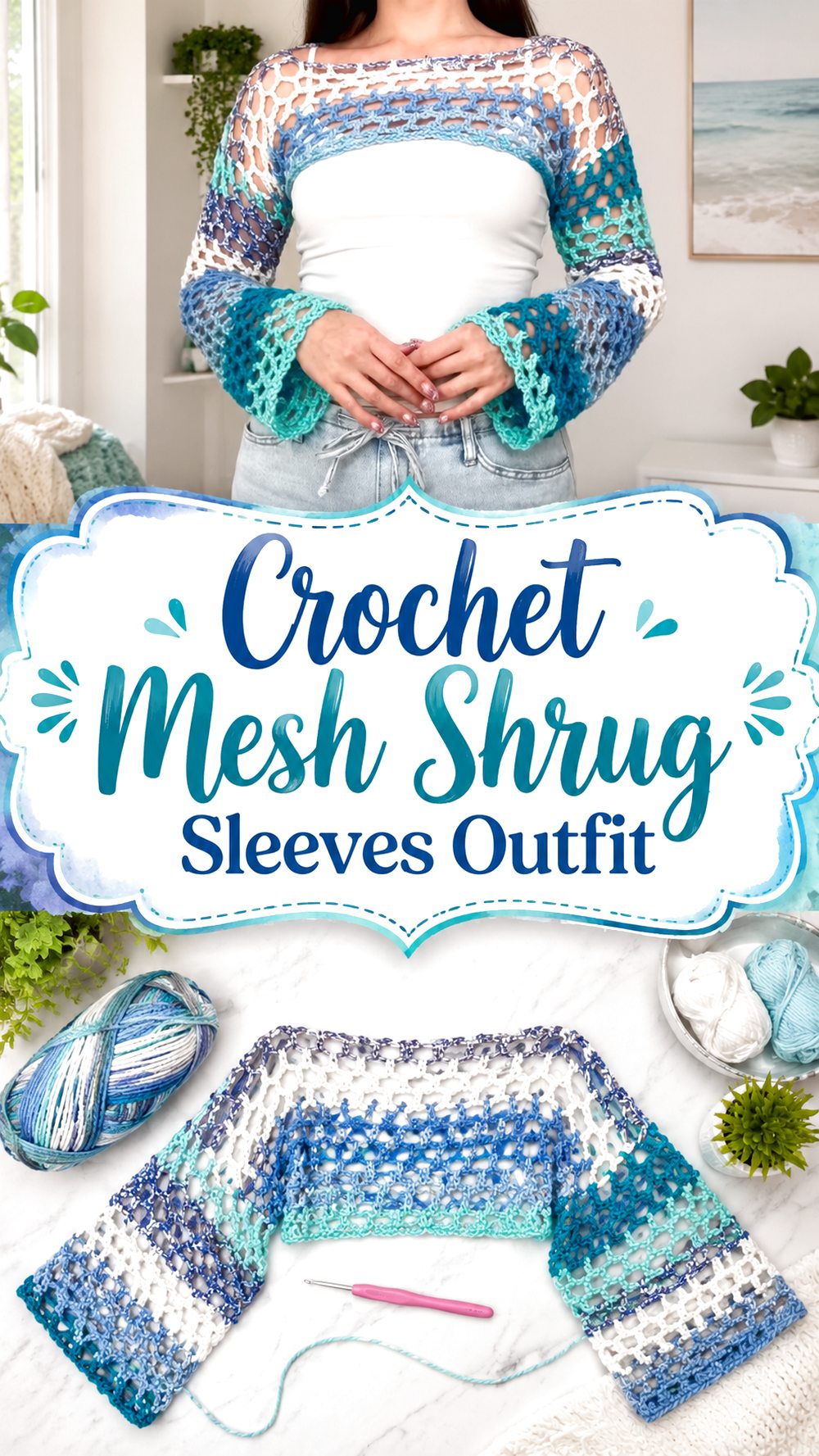 Crochet Mesh Shrug Sleeves Outfit