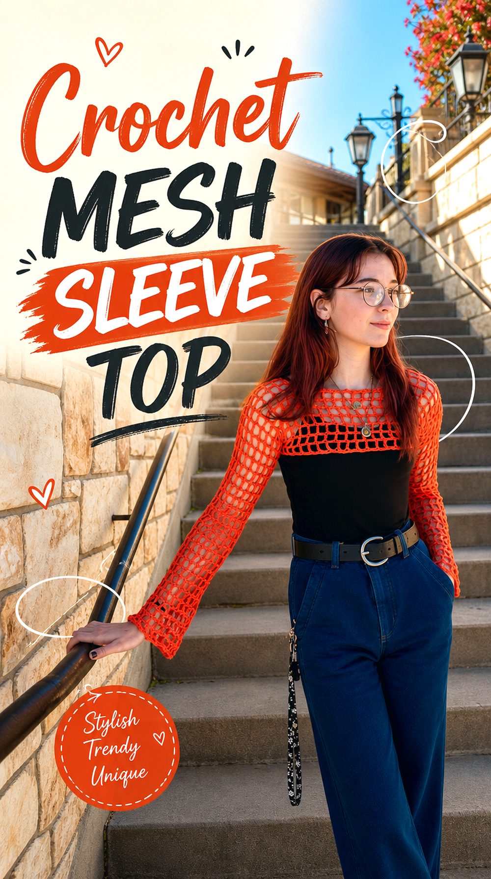 Crochet Mesh Sleeve Top