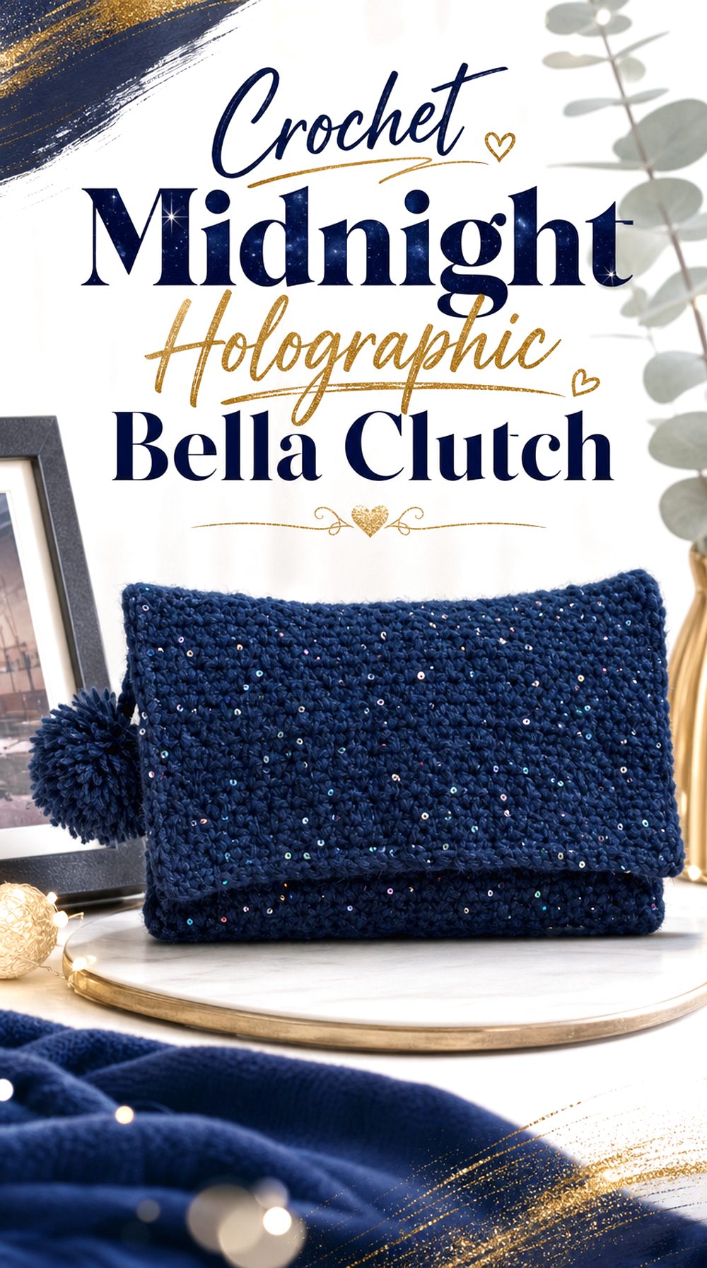Crochet Midnight Holographic Bella Clutch
