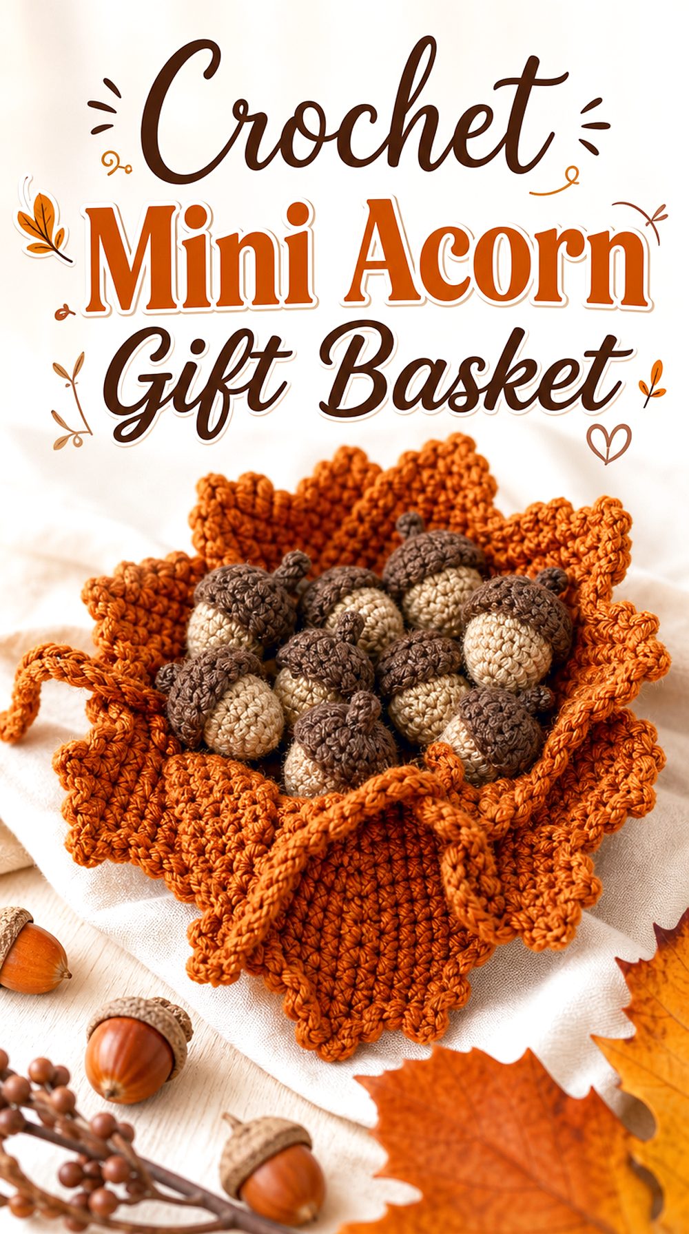 Crochet Mini Acorn Gift Basket