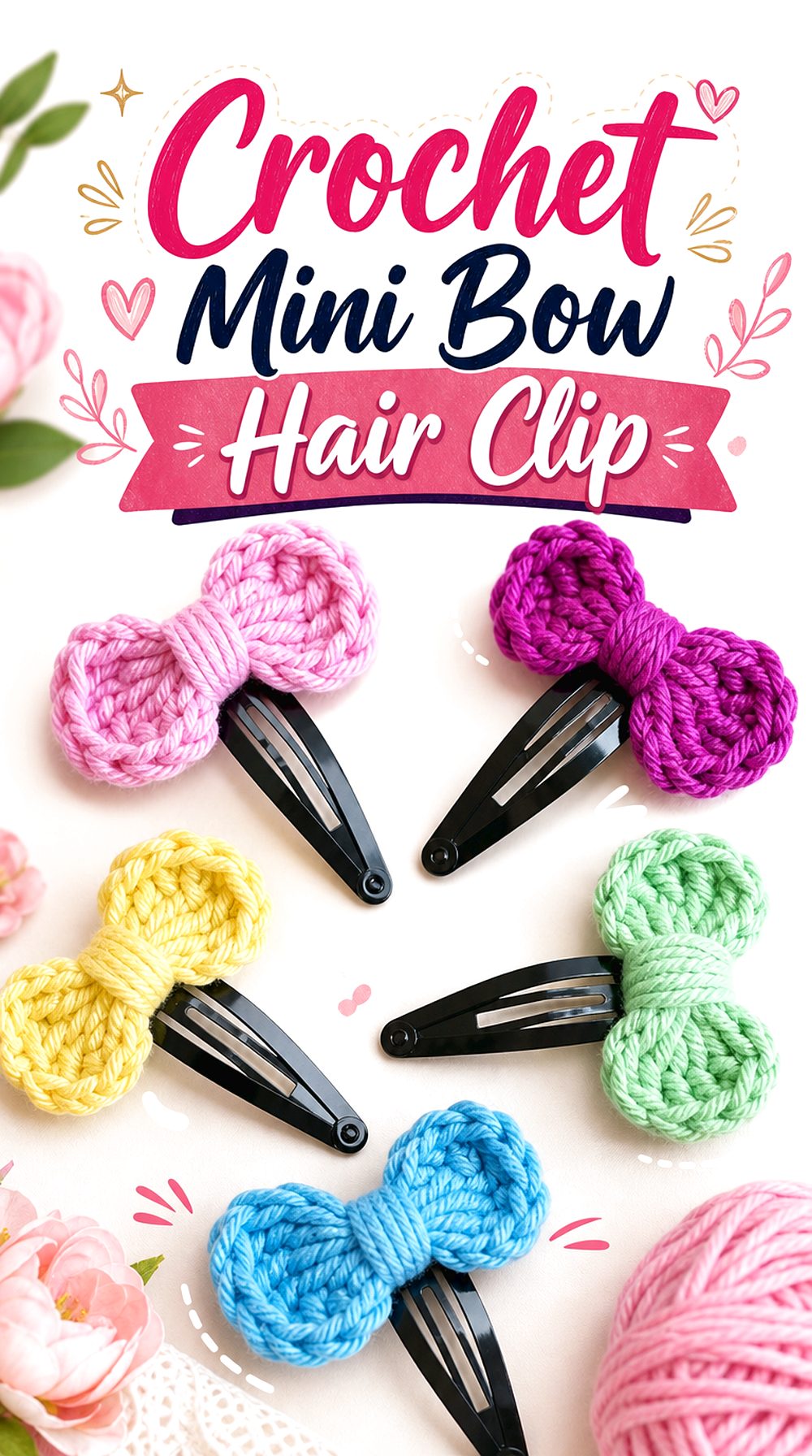 Crochet Mini Bow Hair Clip