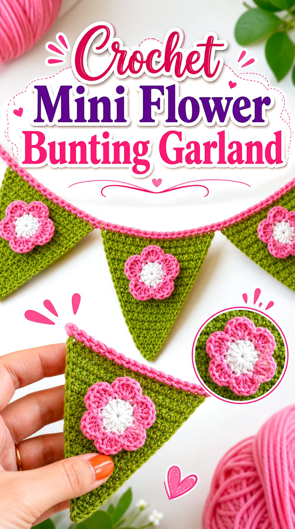Crochet Mini Flower Bunting Garland