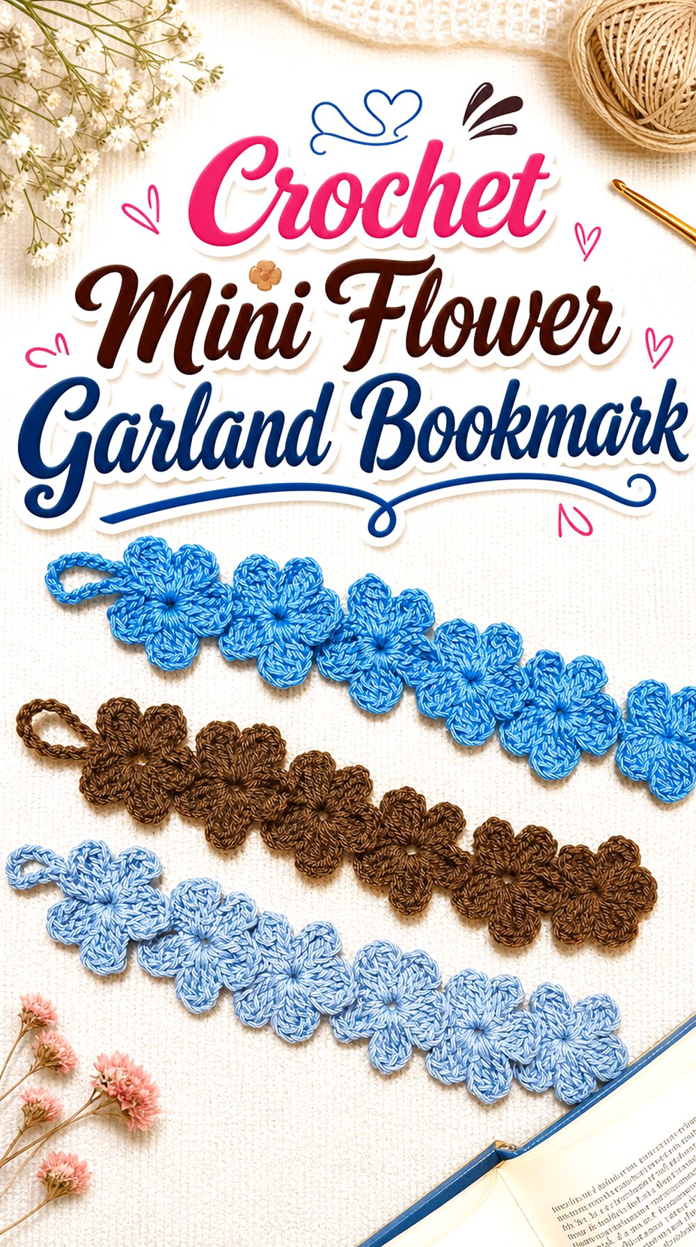 Crochet Mini Flower Garland Bookmark