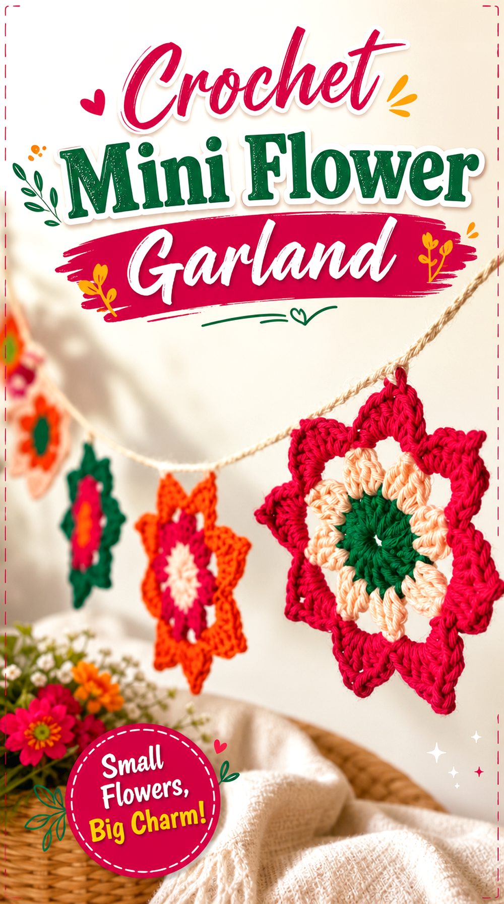 Crochet Mini Flower Garland