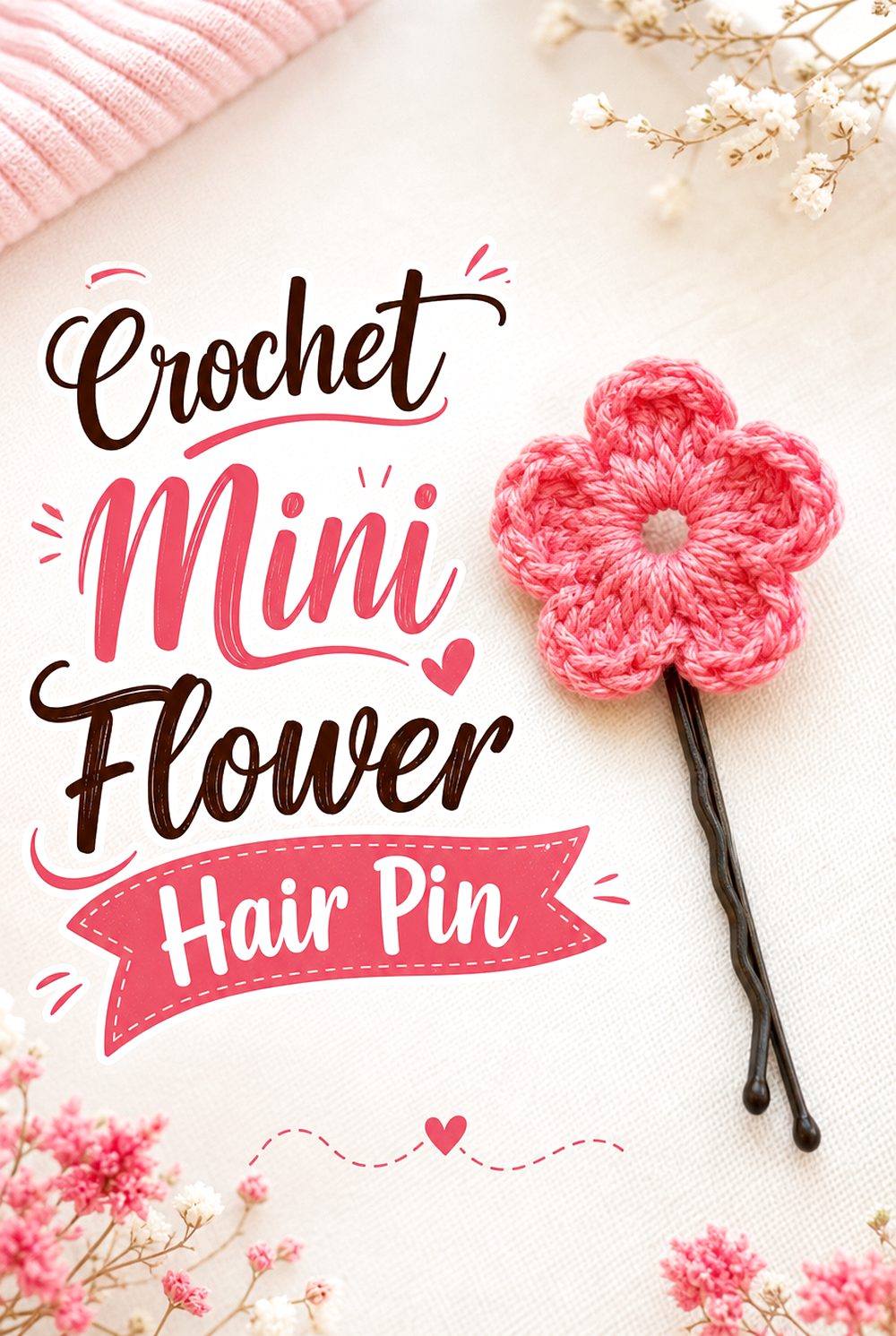 Crochet Mini Flower Hair Pin