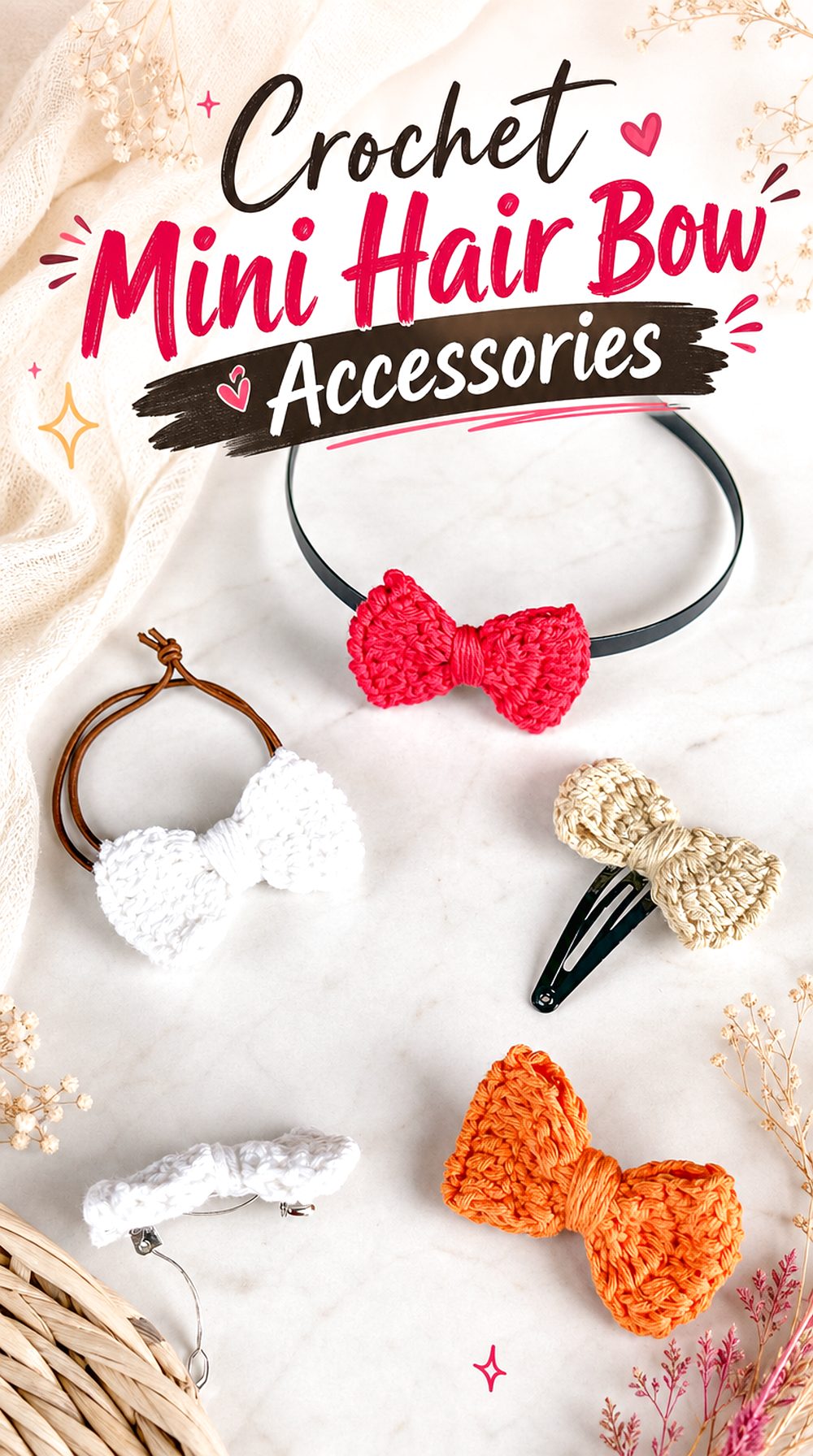 Crochet Mini Hair Bow Accessories