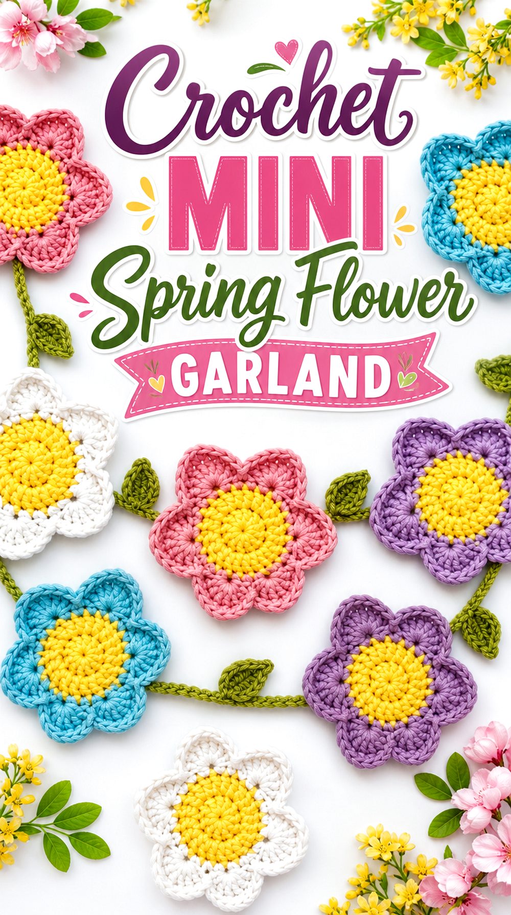 Crochet Mini Spring Flower Garland