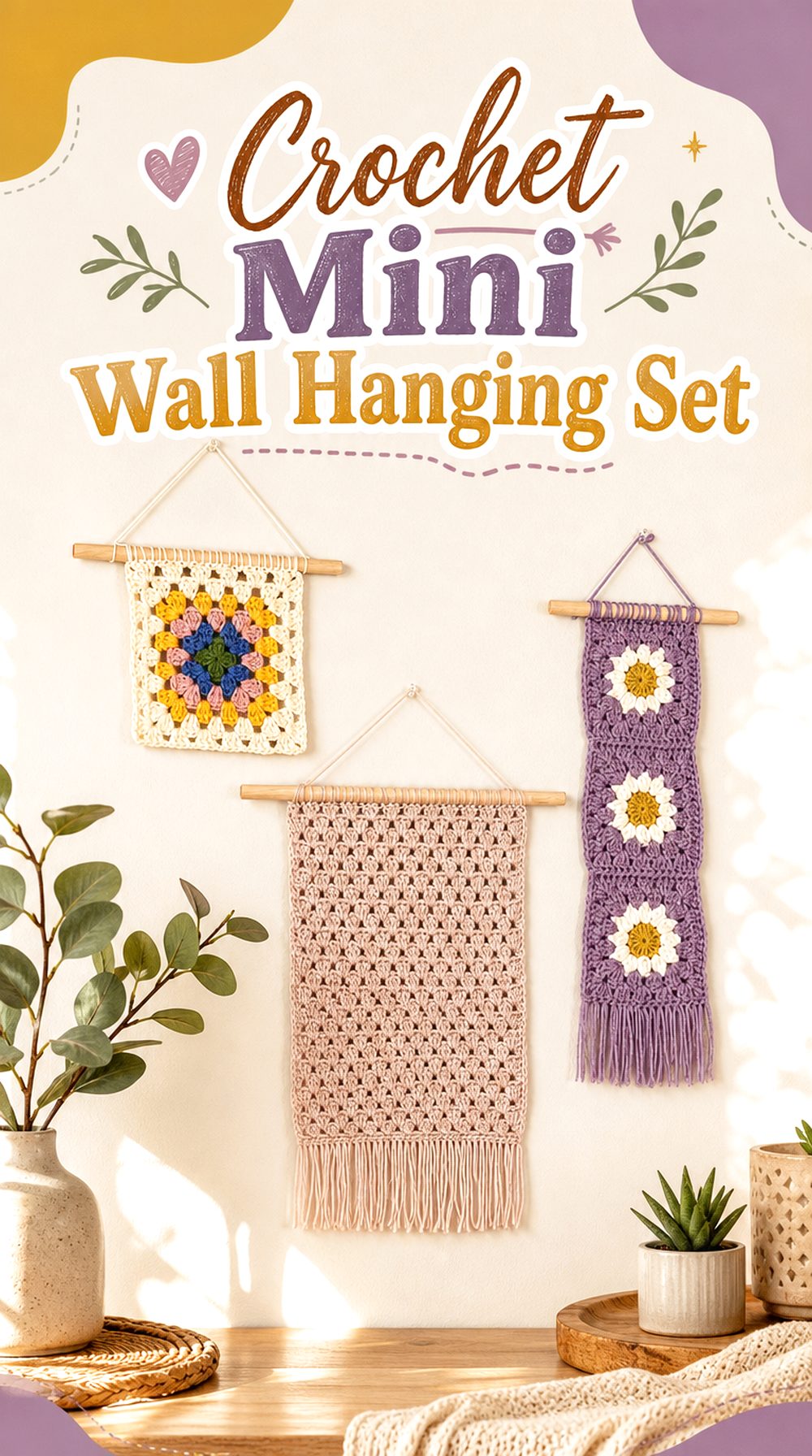 Crochet Mini Wall Hanging Set