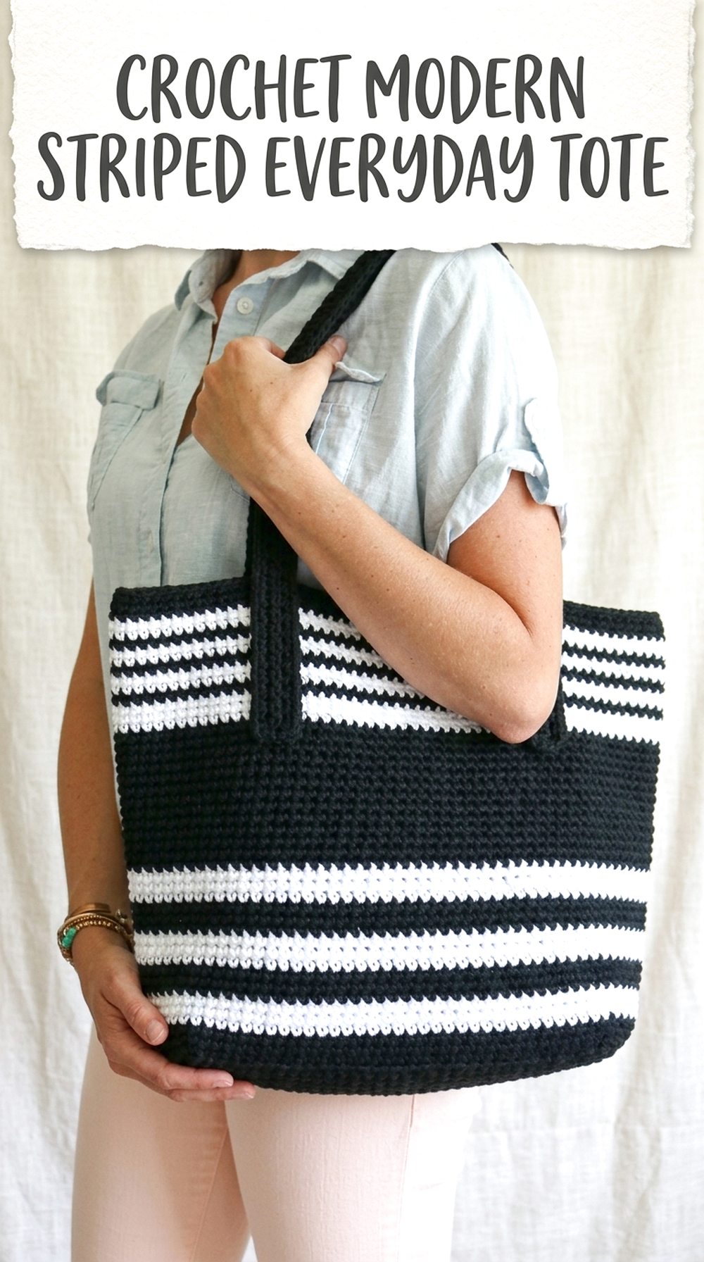 Crochet Modern Striped Everyday Tote