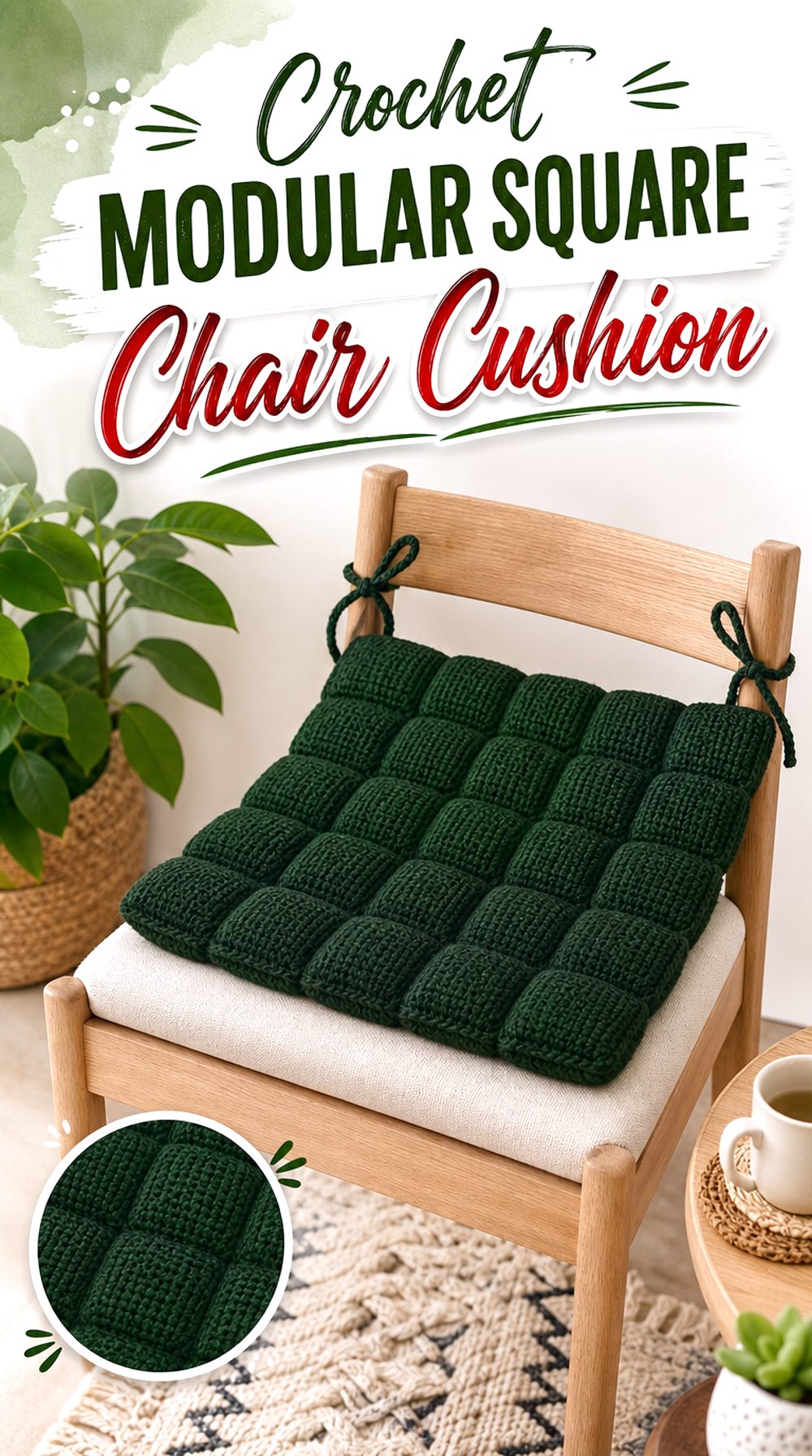 Crochet Modular Square Chair Cushion