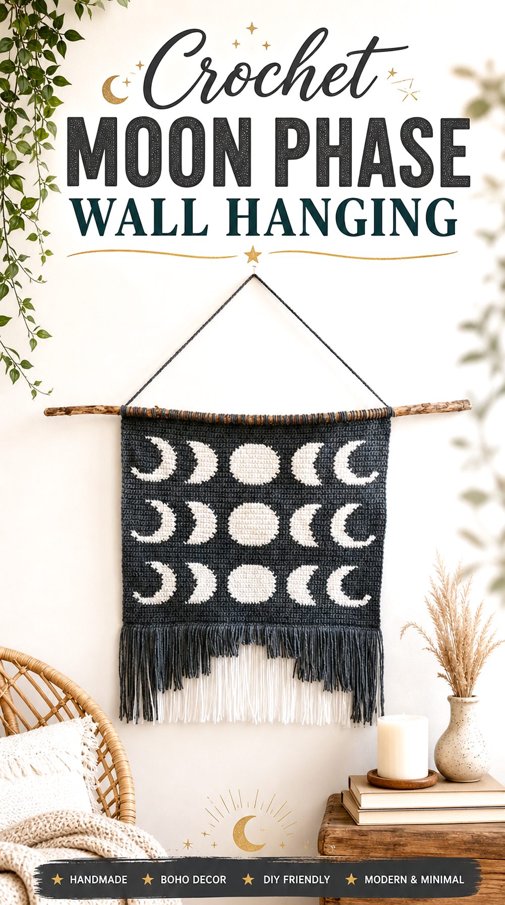 Crochet Moon Phase Wall Hanging