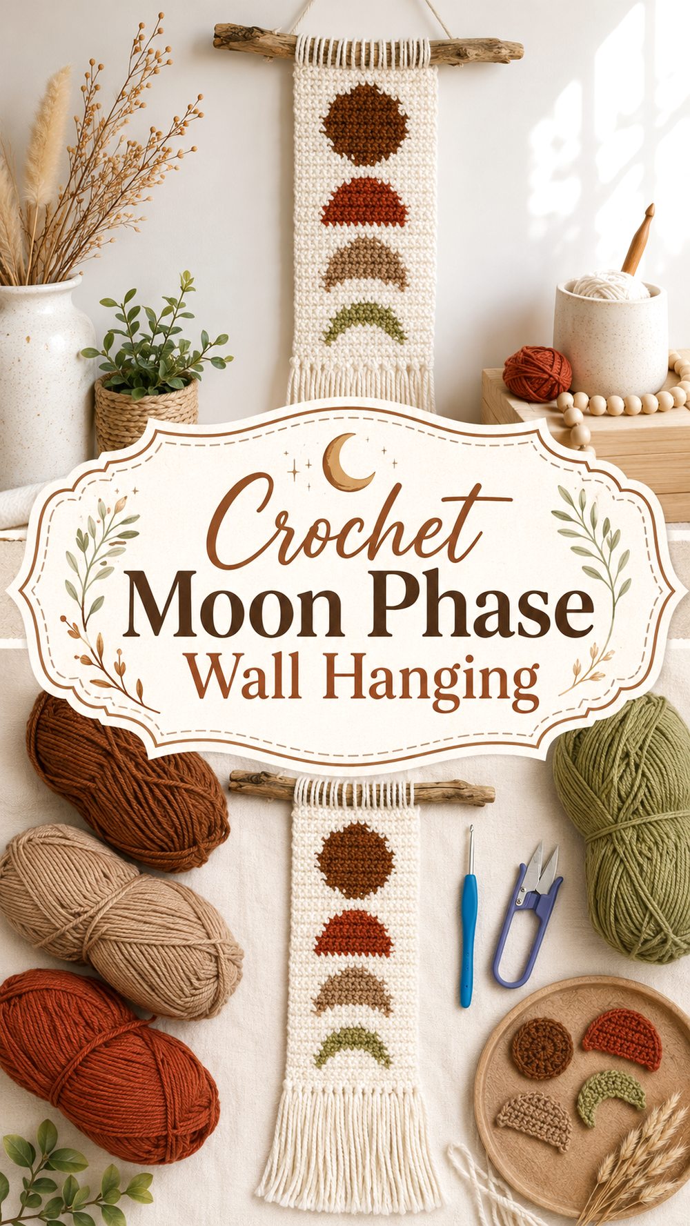 Crochet Moon Phase Wall Hanging