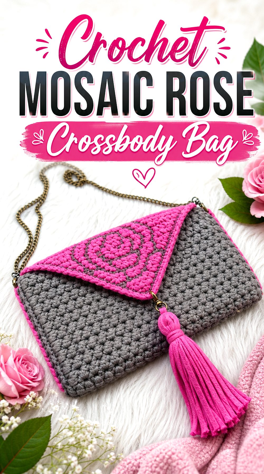 Crochet Mosaic Rose Crossbody