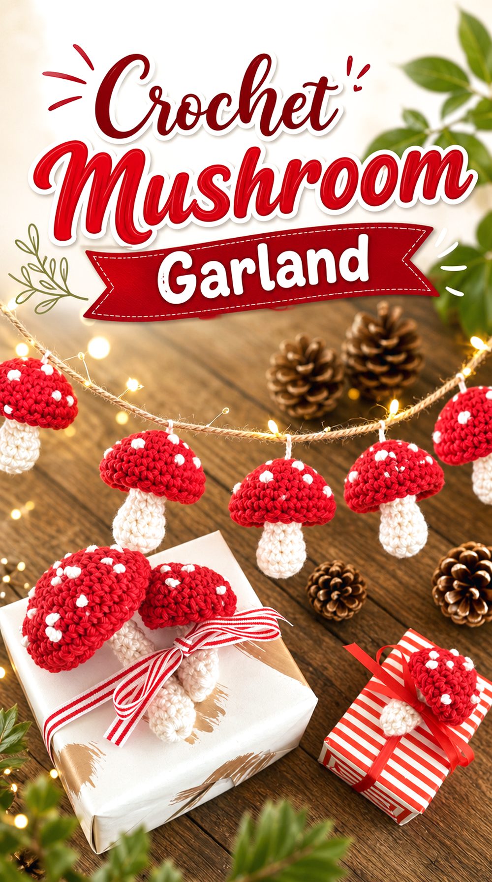 Crochet Mushroom Garland