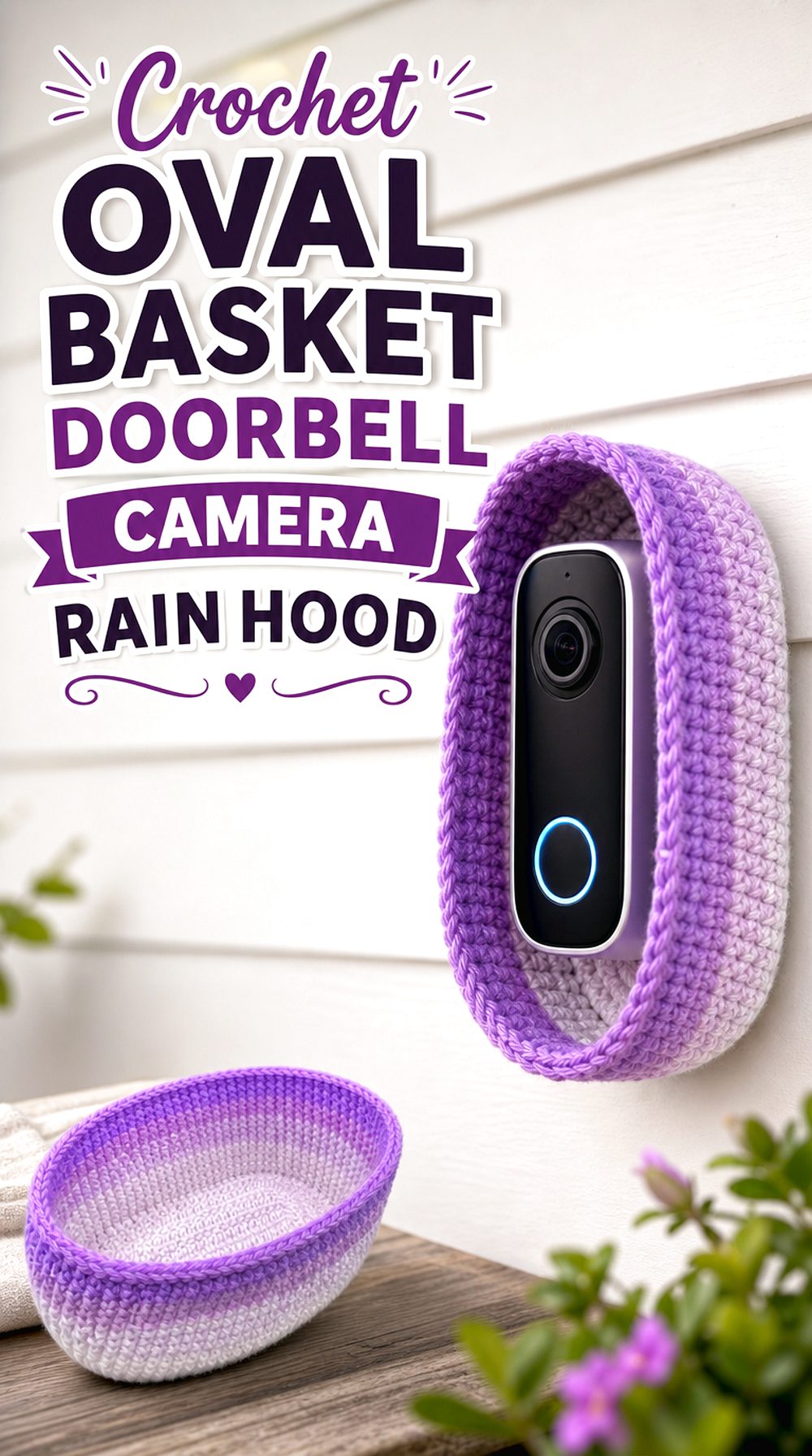 Crochet Oval Basket Doorbell Camera Rain Hood