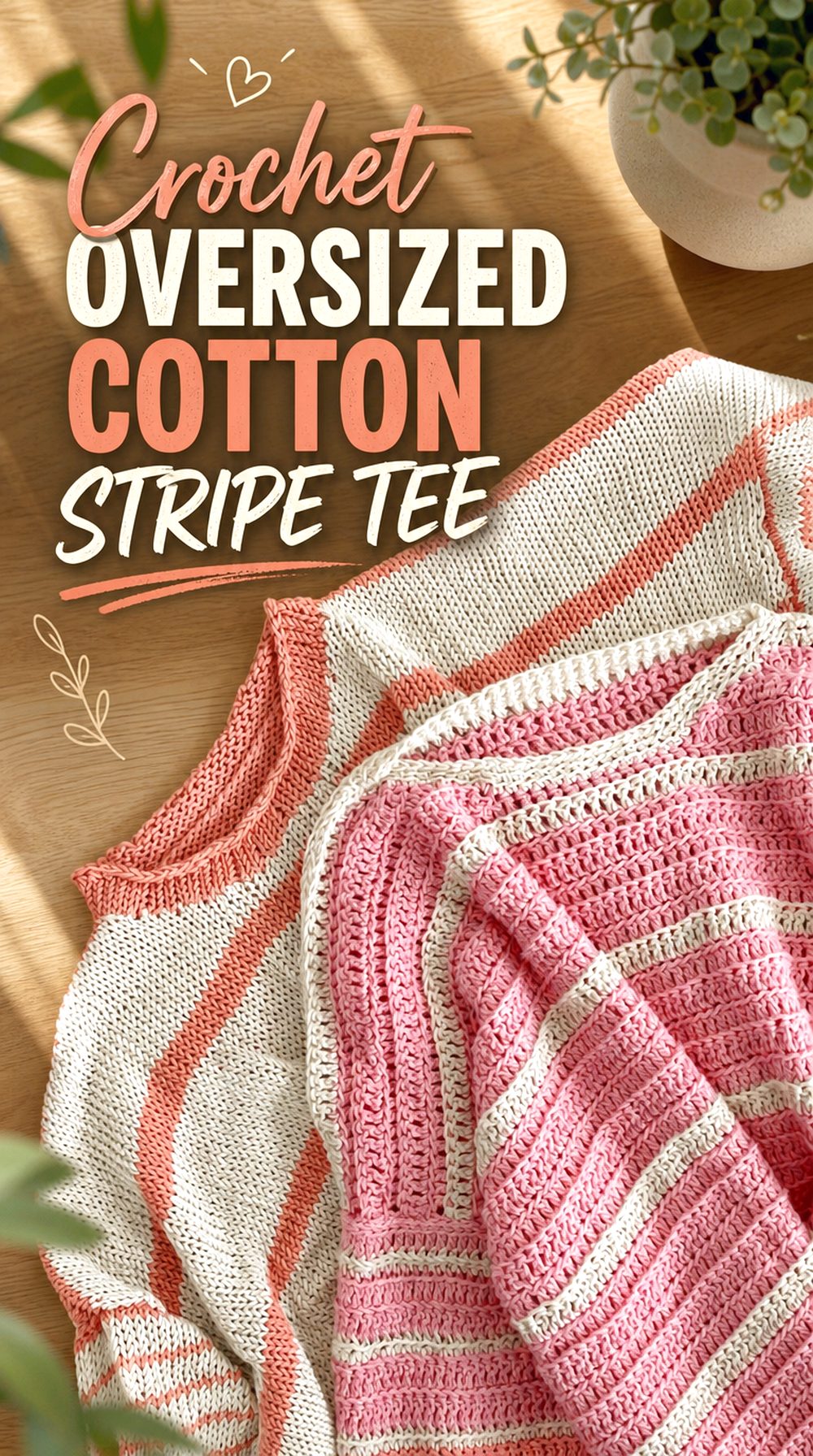 Crochet Oversized Cotton Stripe Tee