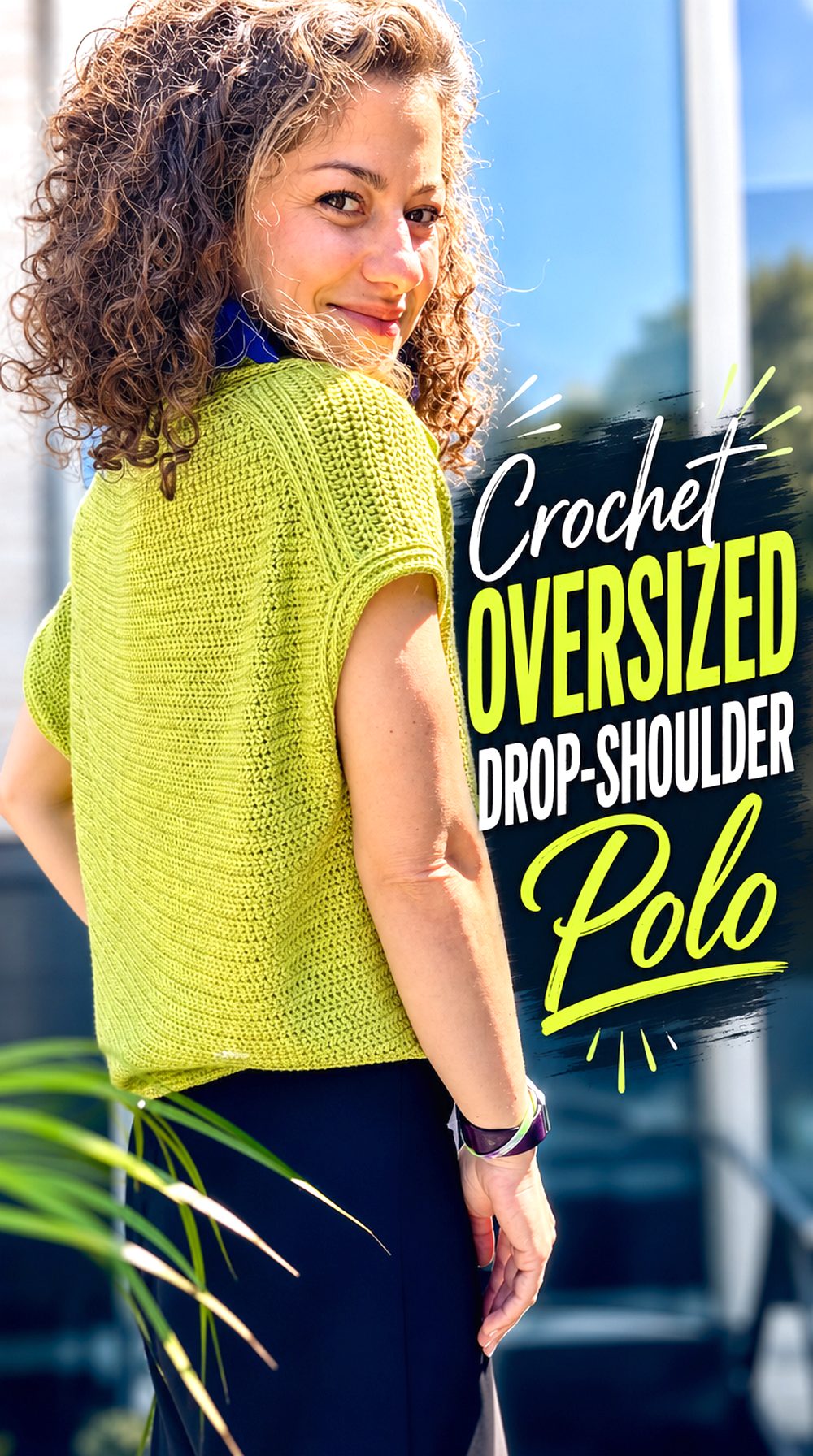 Crochet Oversized Drop Shoulder Polo