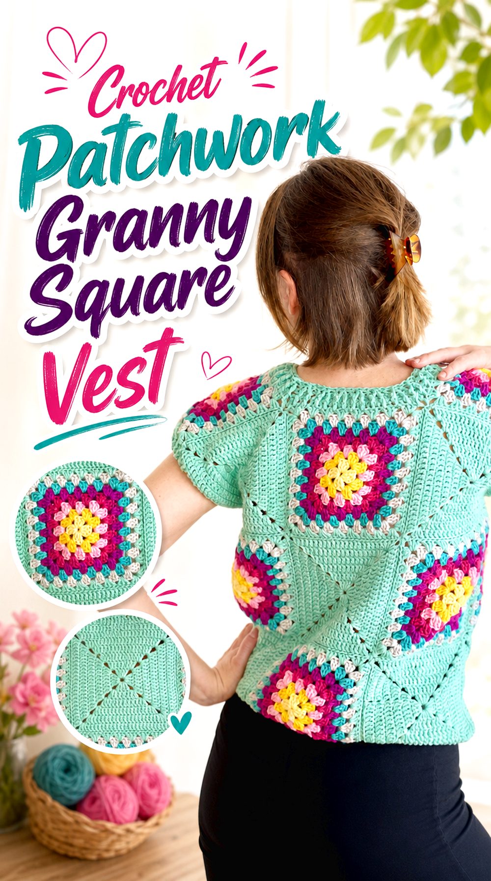 Crochet Patchwork Granny Square Vest