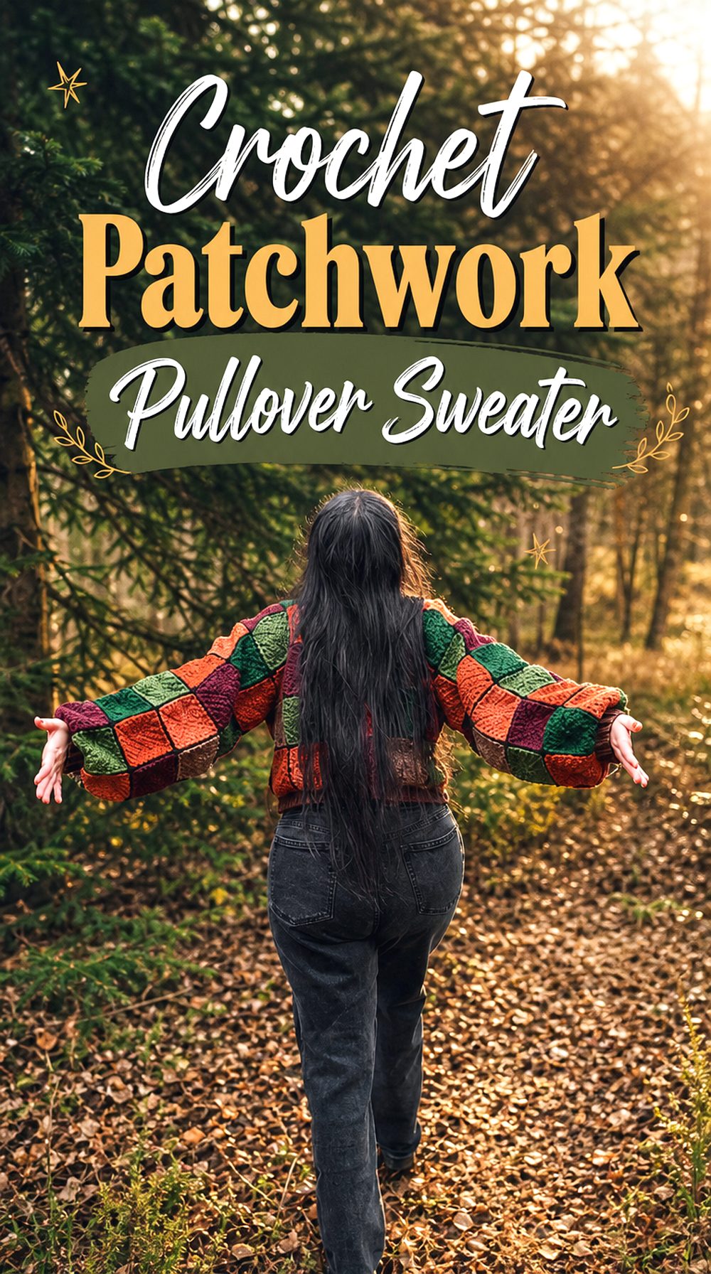 Crochet Patchwork Pullover Sweater