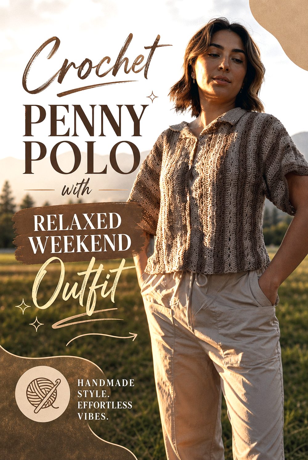 Crochet Penny Polo with Relaxed Weekend Outfit