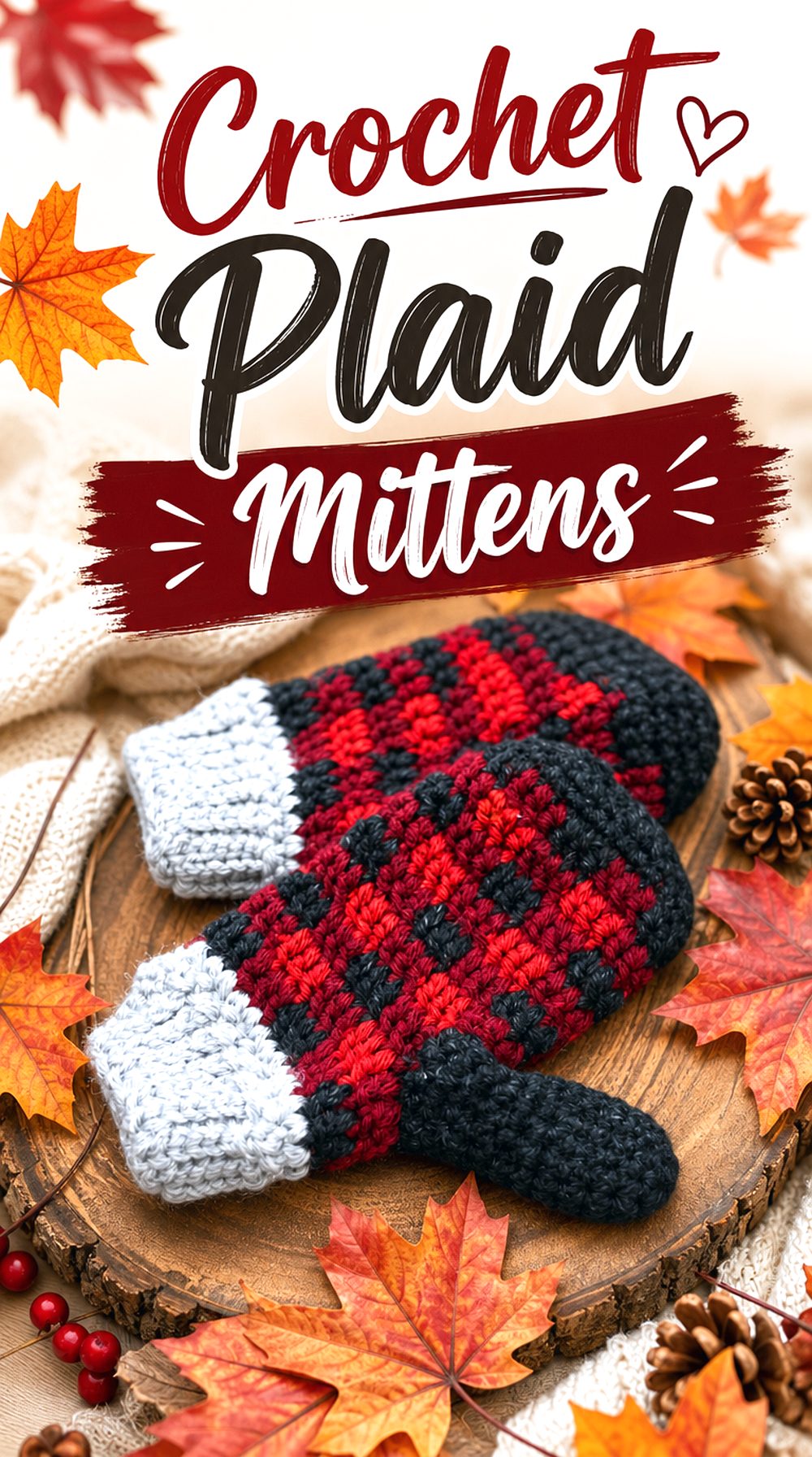 Crochet Plaid Mittens