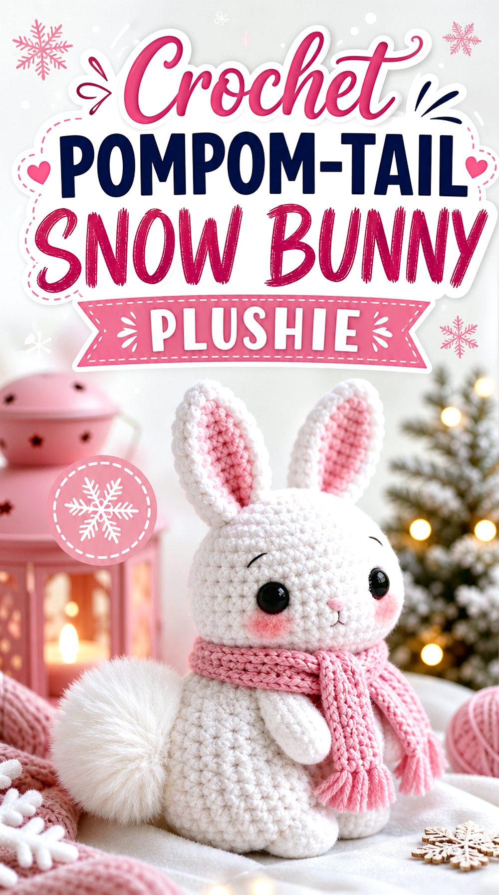 Crochet Pompom Tail Snow Bunny Plushie