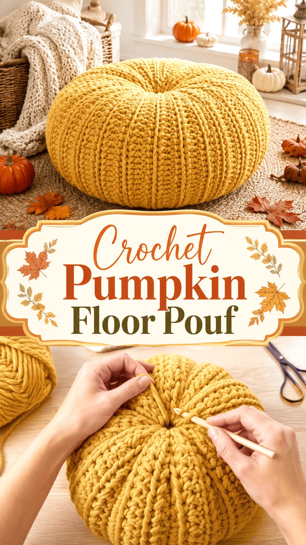 Crochet Pumpkin Floor Pouf