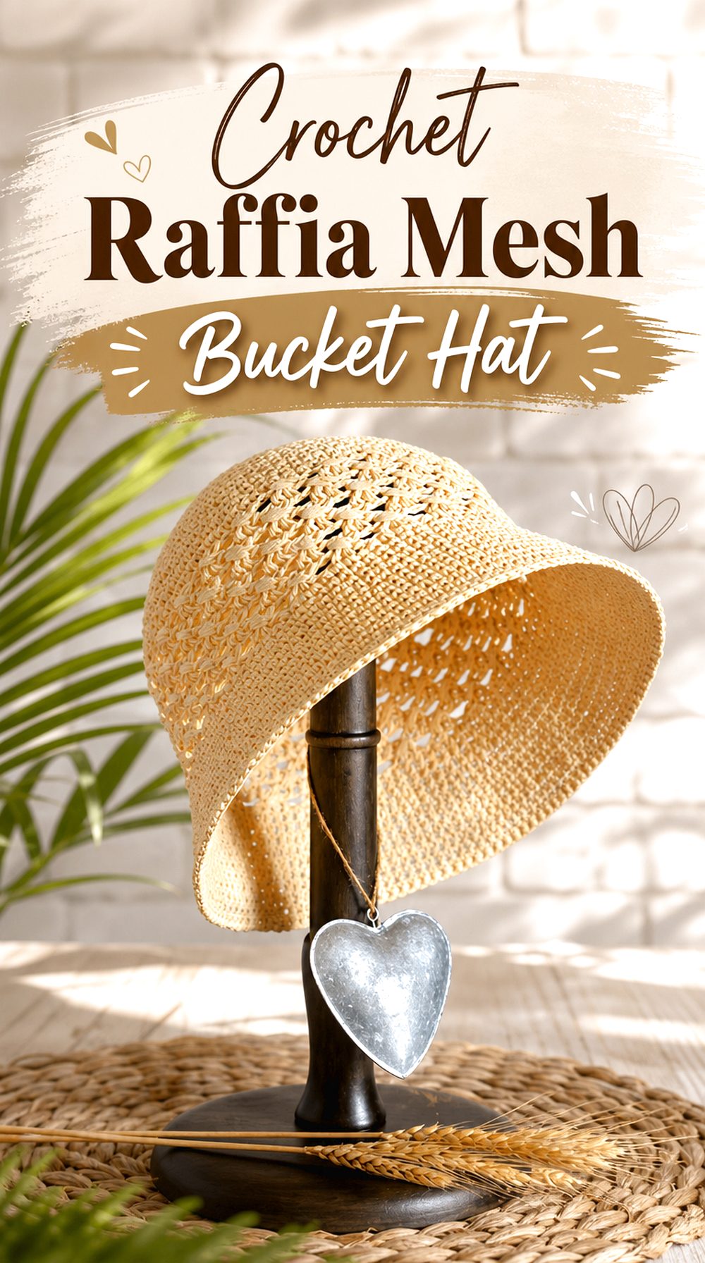 Crochet Raffia Mesh Bucket Hat