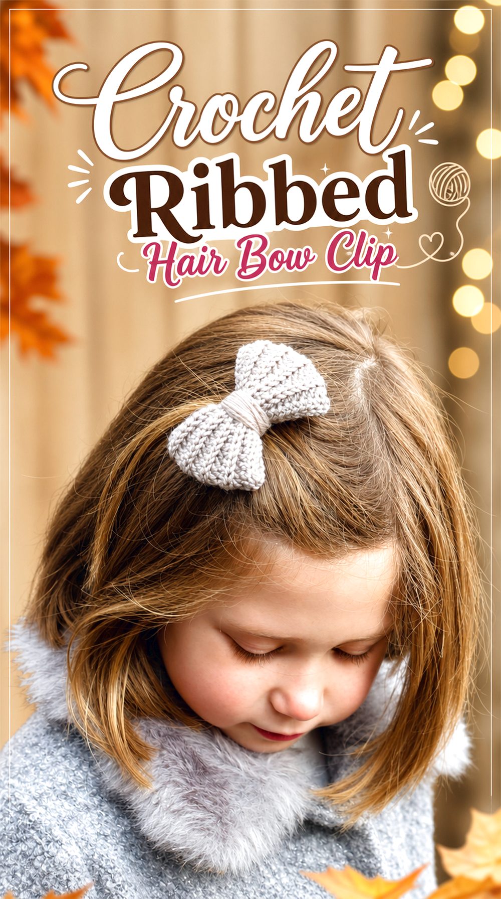 Crochet Ribbed Hair Bow Clip