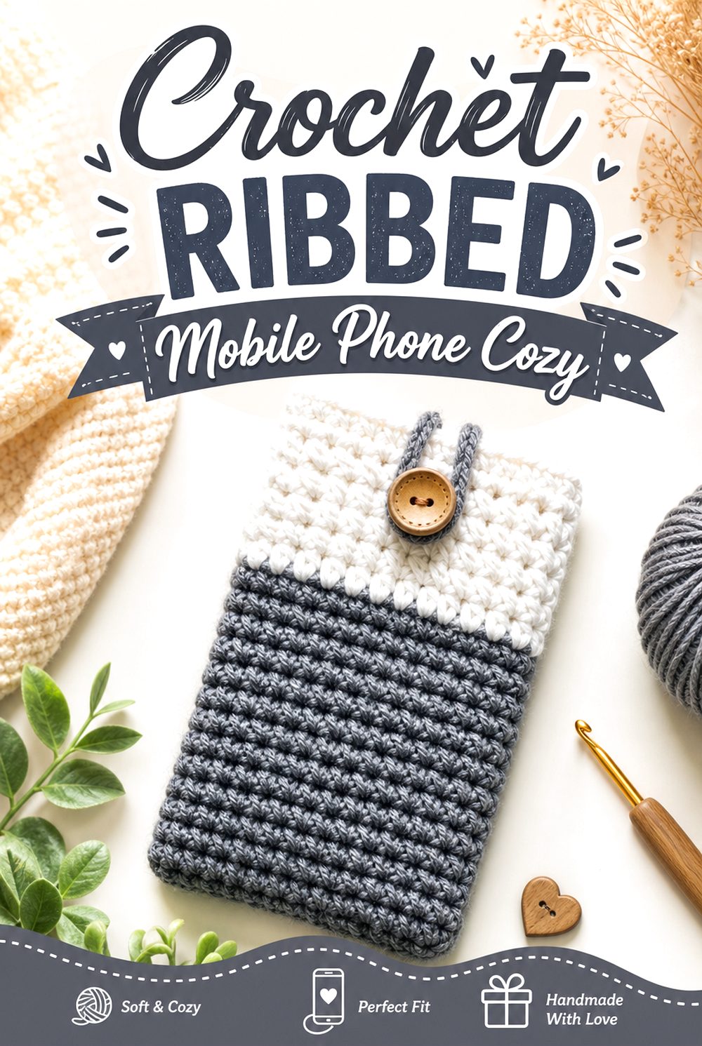 Crochet Ribbed Mobile Phone Cozy