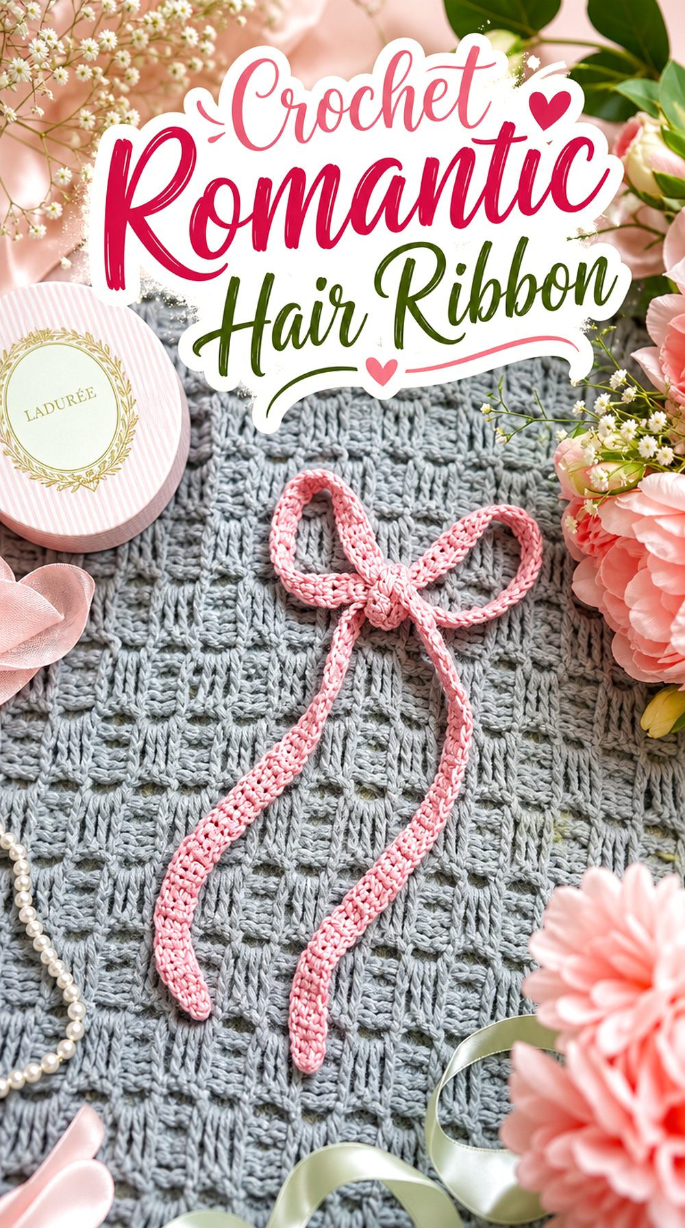 Crochet Romantic Hair Ribbon