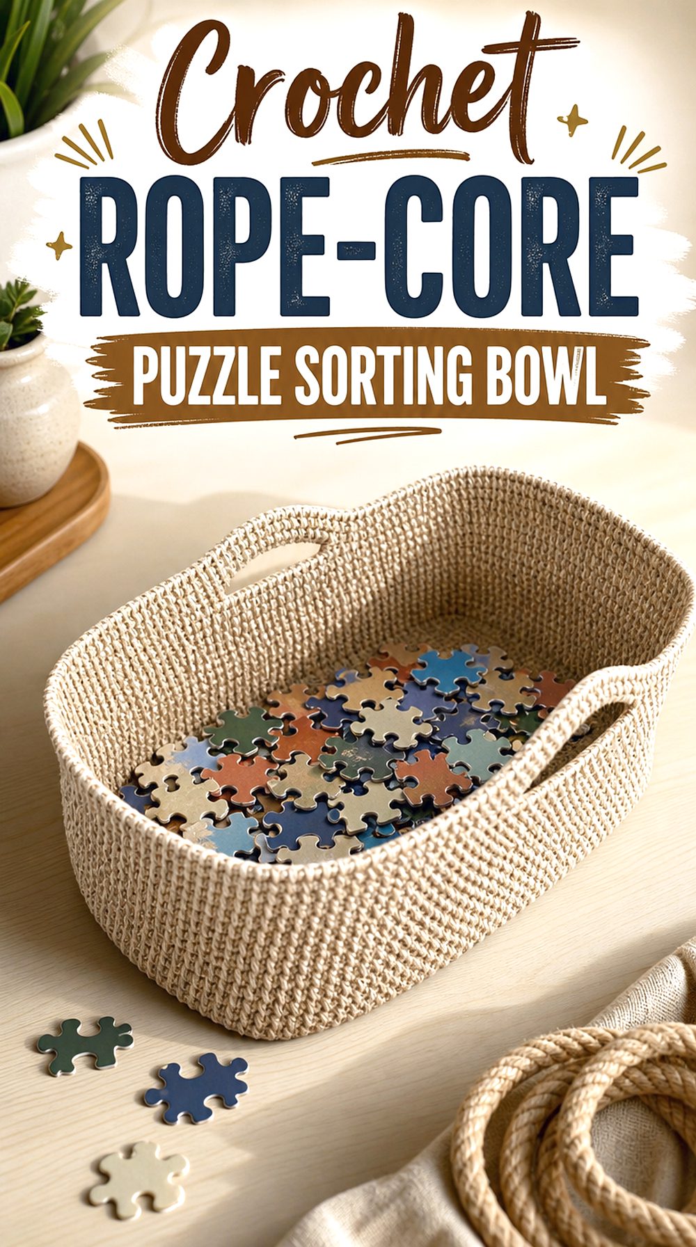 Crochet Rope Core Puzzle Sorting Bowl