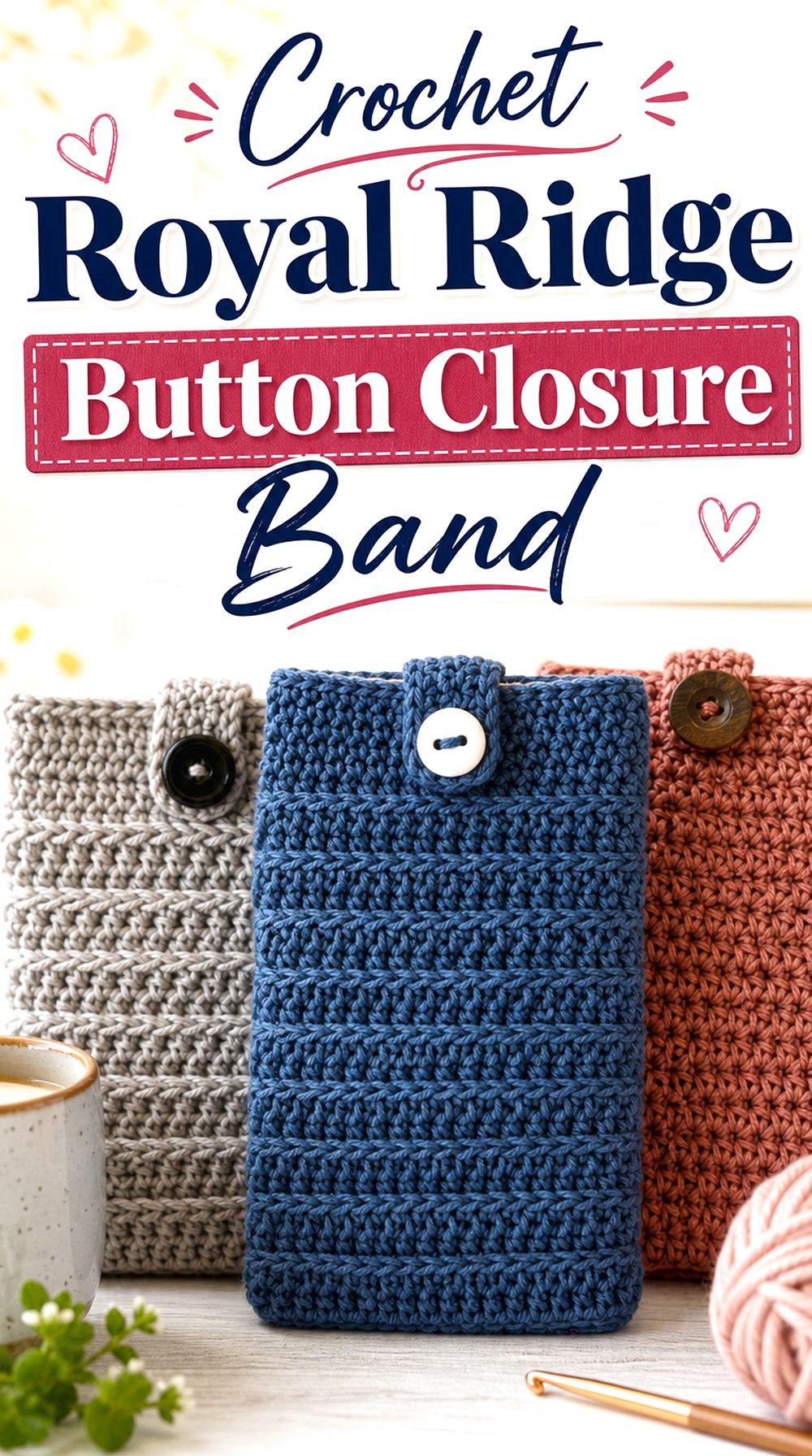 Crochet Royal Ridge Button Closure Band