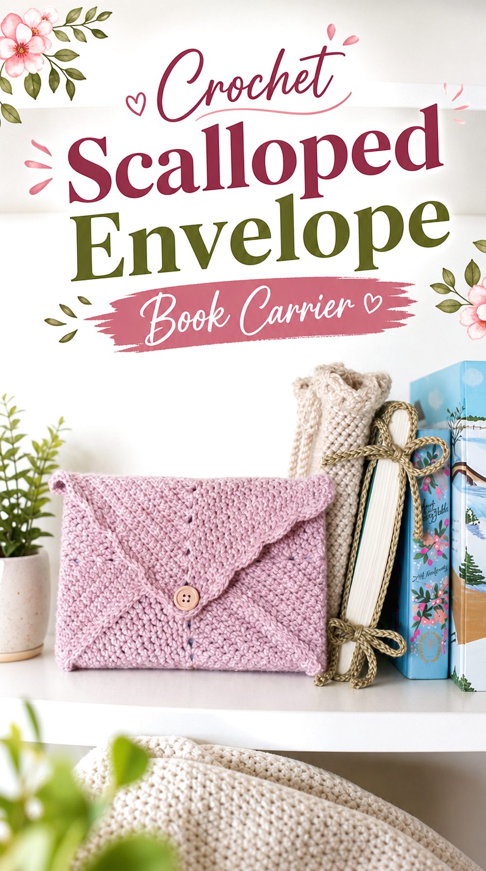 Crochet Scalloped Envelope Book Carrier
