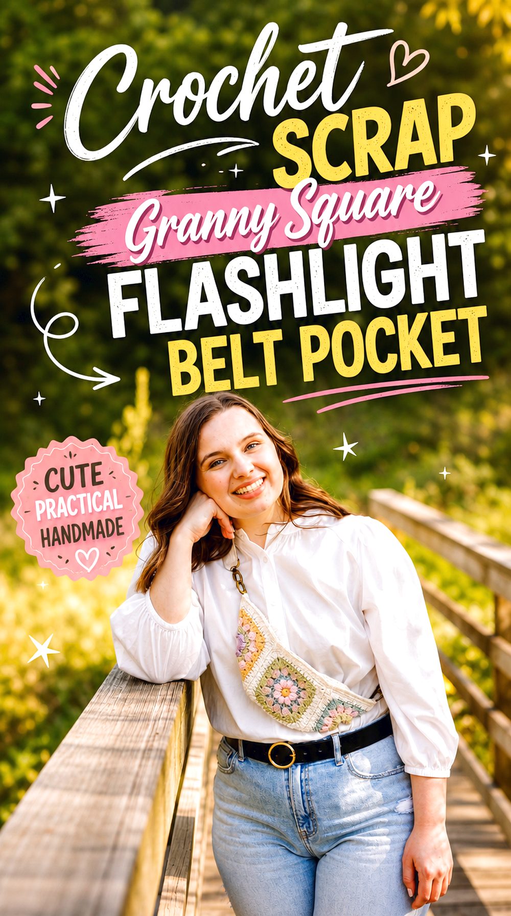 Crochet Scrap Granny Square Flashlight Belt Pocket