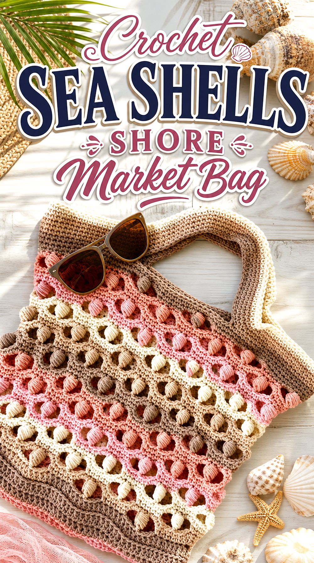 Crochet Sea Shells Shore Market Bag