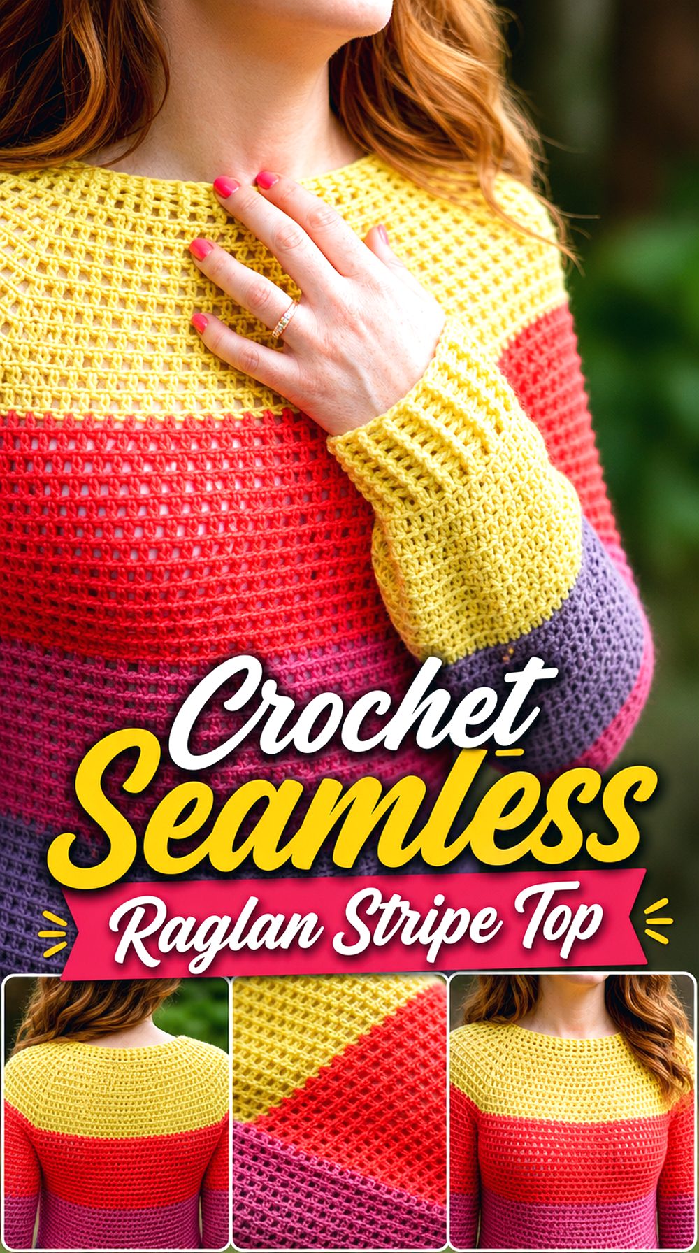 Crochet Seamless Raglan Stripe Top